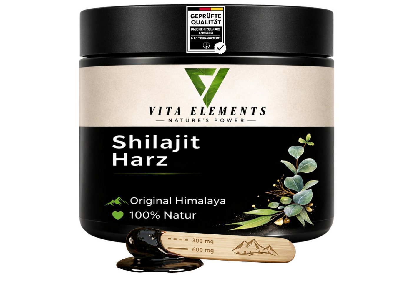 Vita Elements Resin Shilajit Himalaya Harz Flüssigkeit, 1 er Packung à 50 g, Ohne Gentechnik sowie gluten- und sojafrei 100% natürlich Laborgeprüft