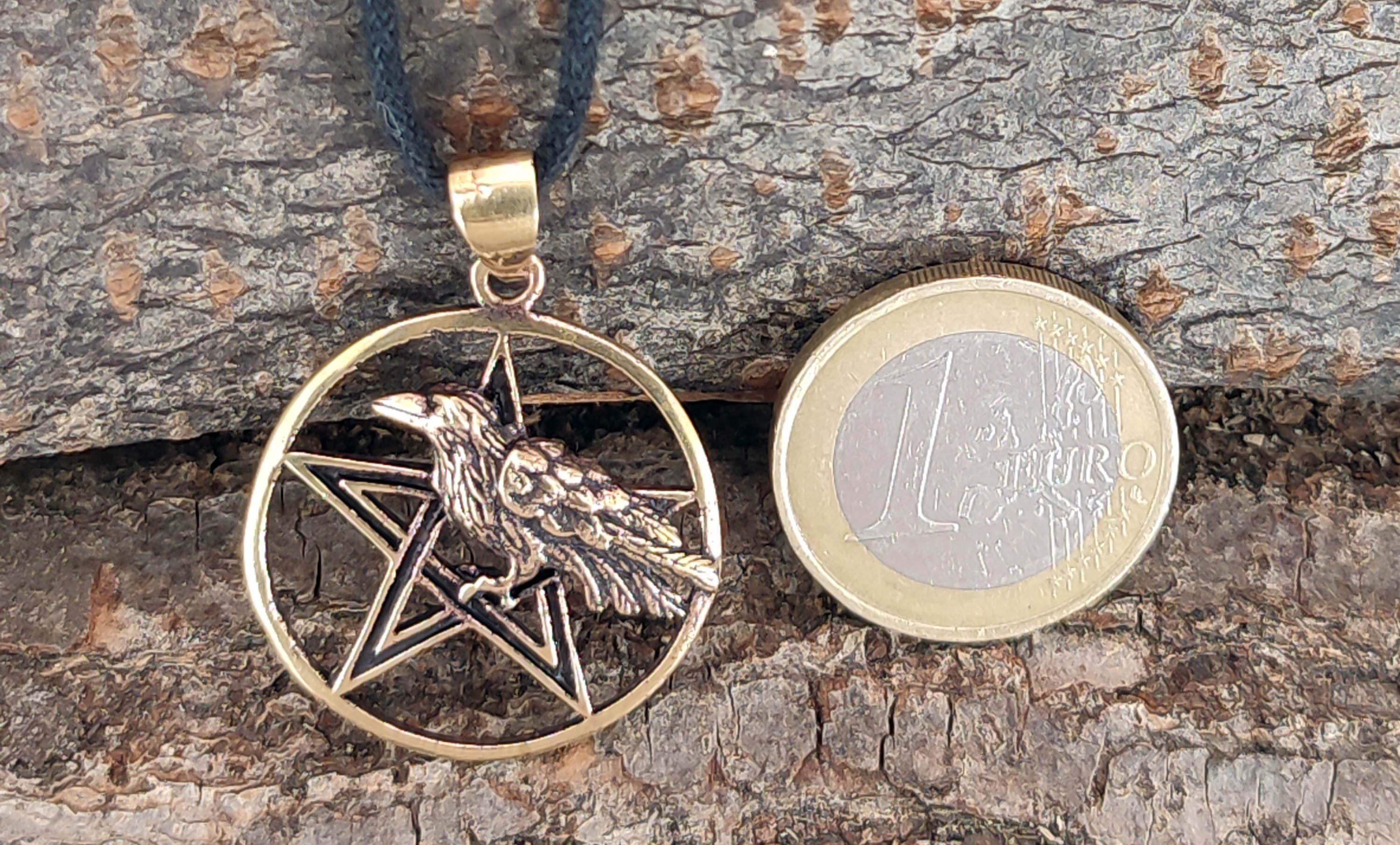 Bronze Rave Nr.161 Pentagramm Kiss Keltenknoten of Sichel Anhänger Leather Kettenanhänger Rabe