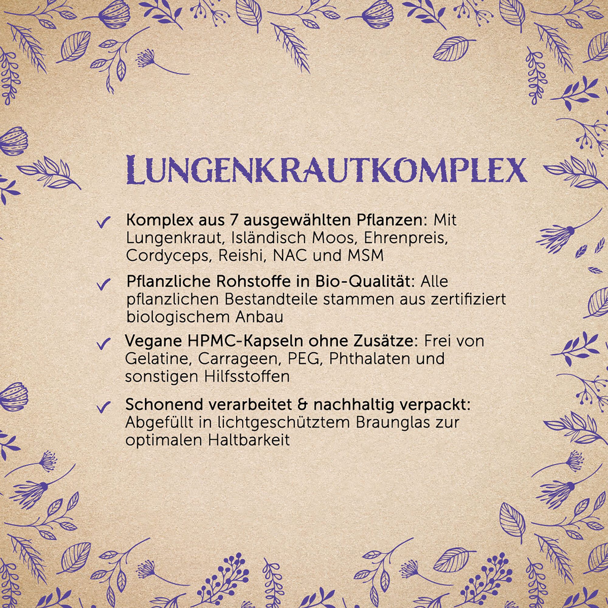 Waldkraft. Erdling Lungenkraut Komplex Kapseln, mit Isländisch Moos, Ehrenpreis, Cordyceps, Reishi, NAC & OptiMSM® à 120 St., 72 g