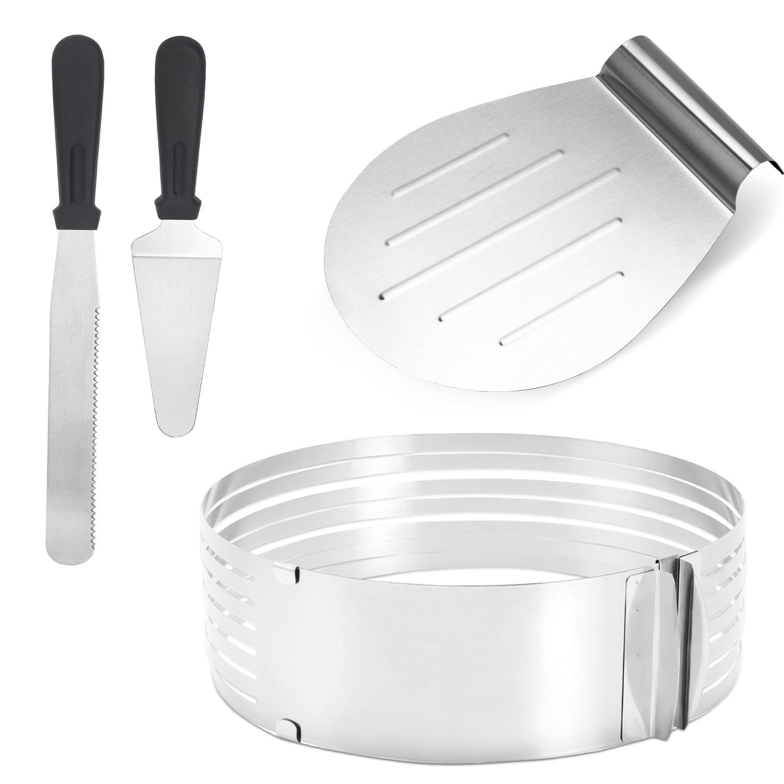 Clanmacy Tortenbodenteiler 4X Tortenbodenteiler Torten Set Schneidhilfe für Küche 23-30cm