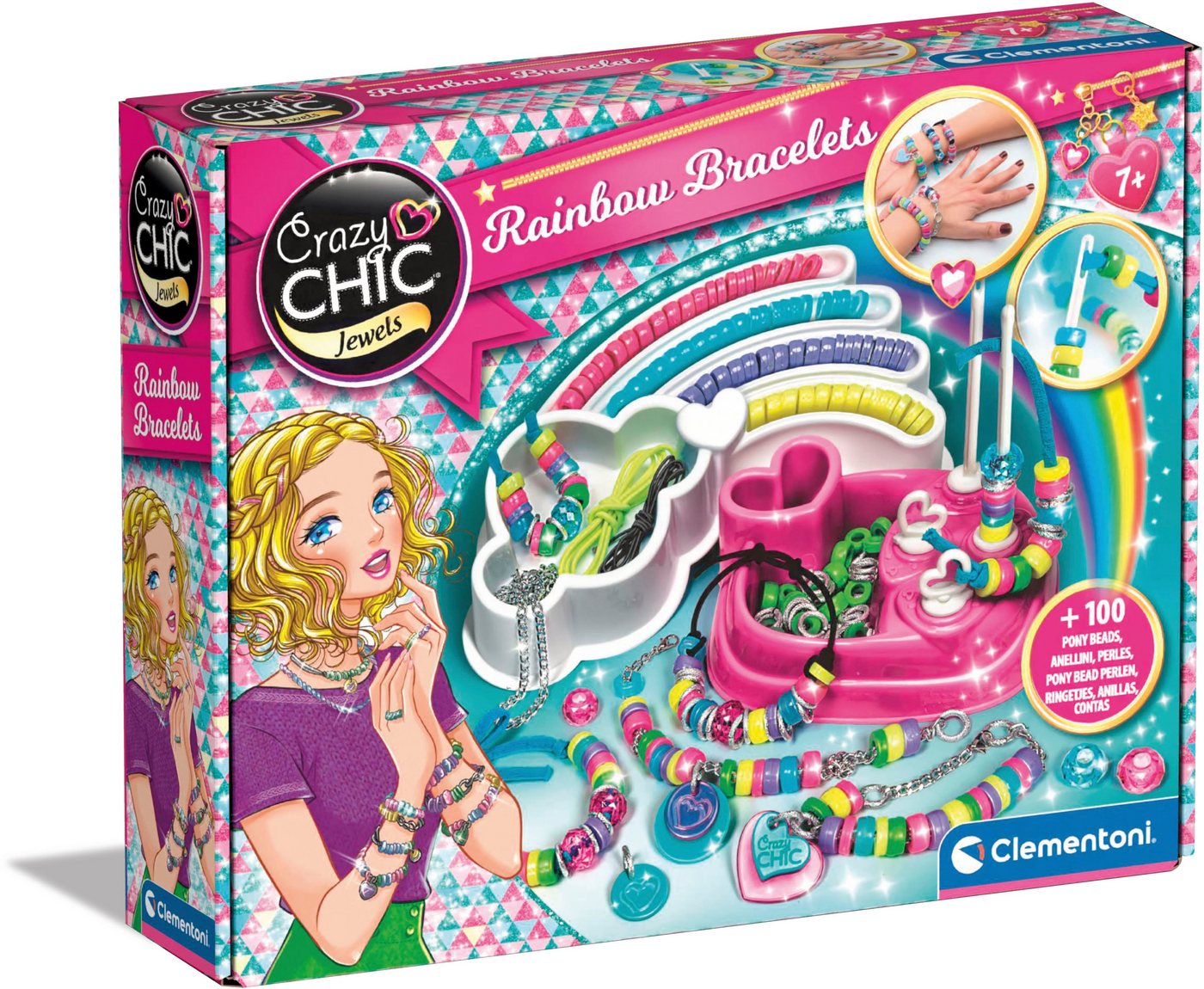 Clementoni® Kreativset Crazy Chic, Trendige Perlenarmbänder, (Set), Auch als Geschenk verwendbar, Made in Europe