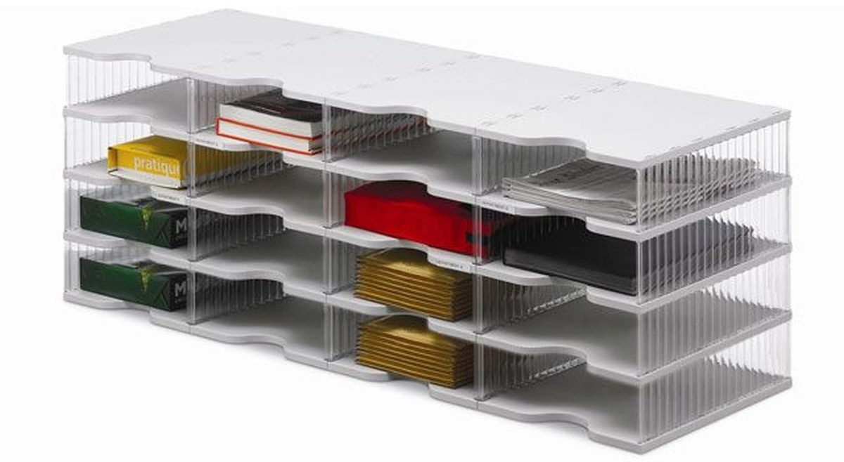 STYRO Organizer Postverteilstation styropost Grundeinheit 16 Fächer grau/transparent