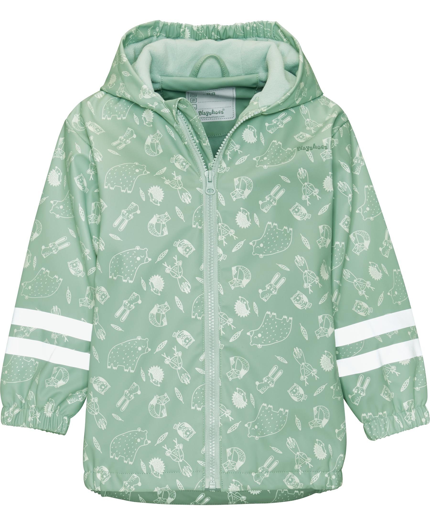 Playshoes Regenjacke Regenjacke Fleece-Futter Allover Grün