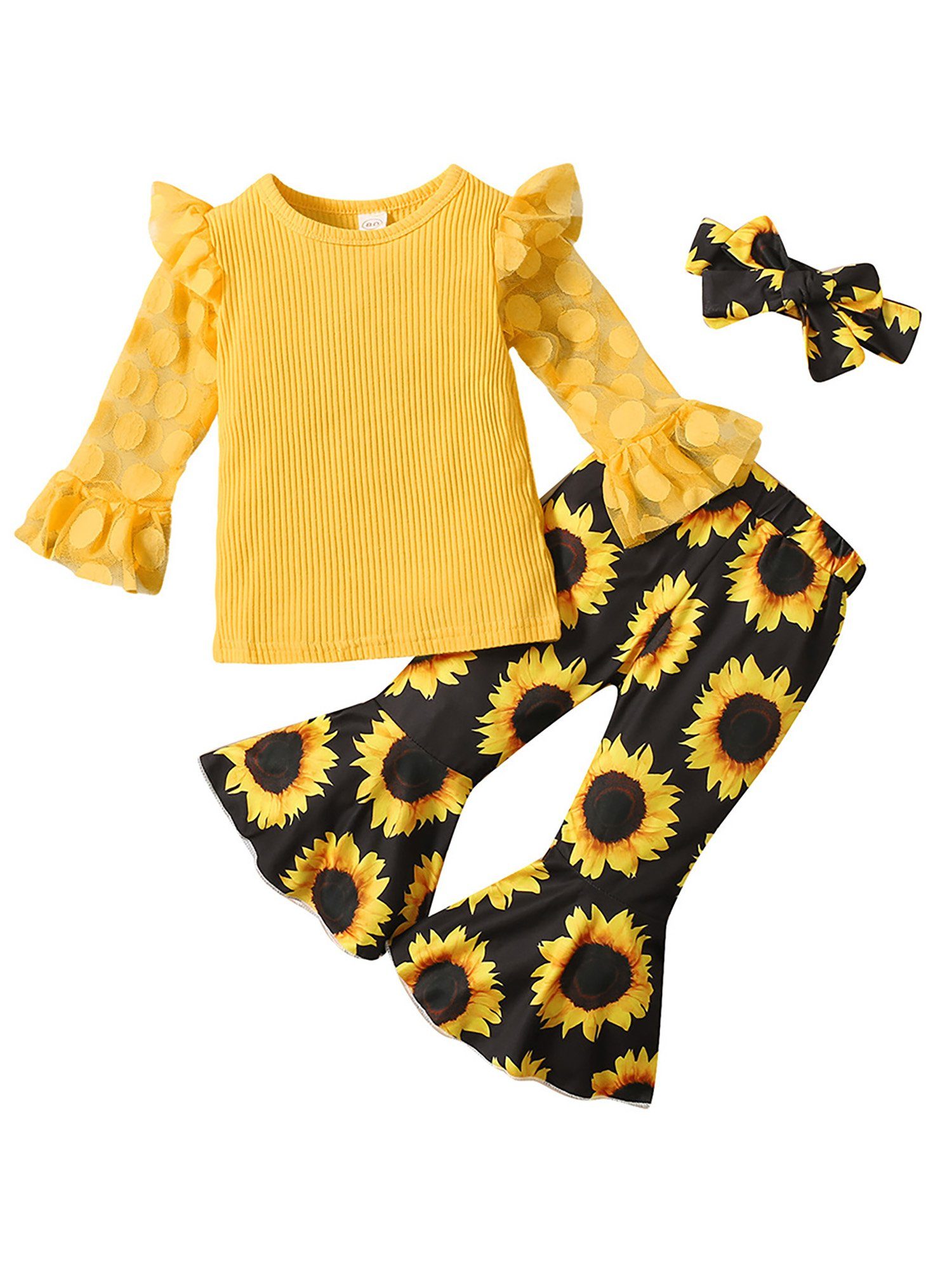 Kinder Mädchen (Gr. 50 - 92) LAPA Shirt, Leggings & Haarband Mädchen Blumendruck Mode Set, 3-tlg