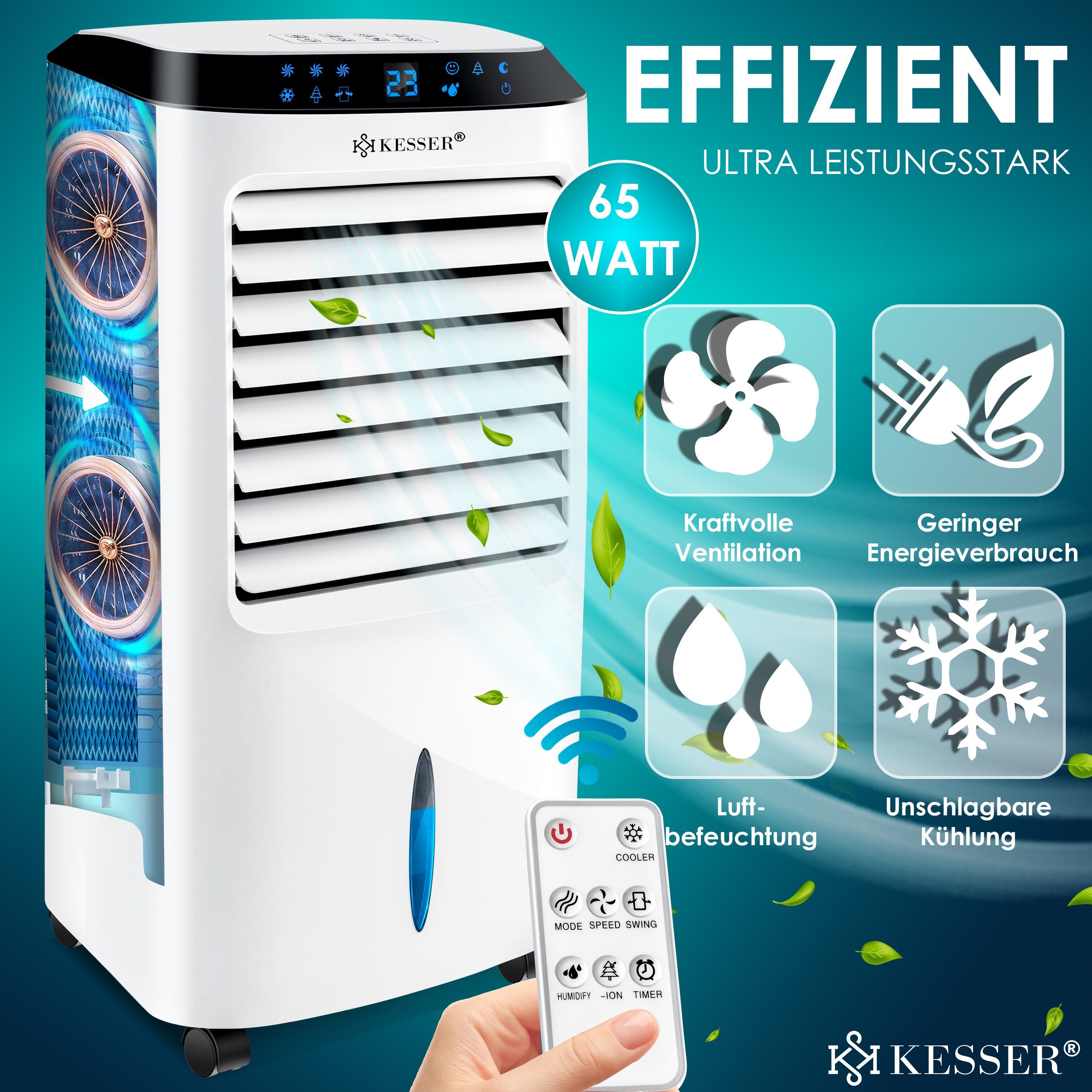 KESSER Turmventilator, 4in1 Mobile Klimaanlage Fernbedienung Klimagerät Ventilator