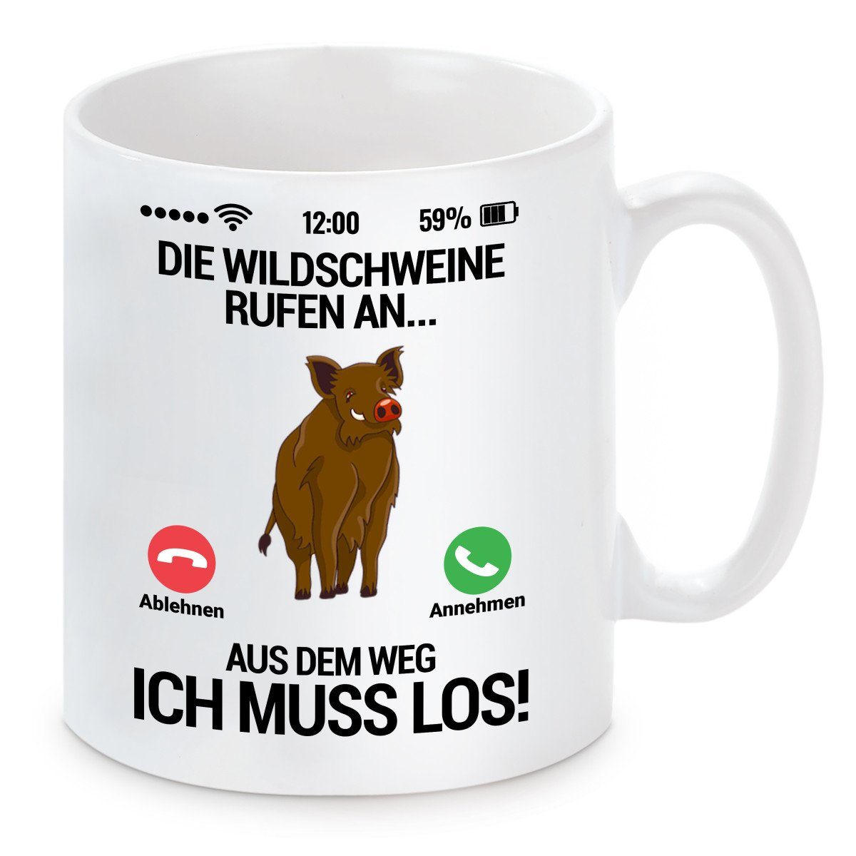 [Einfach zu verwenden] Herzbotschaft Tasse Kaffeebecher mit Wildschweine Motiv rufen Keramik, Kaffeetasse mikrowellengeeignet spülmaschinenfest Die und an