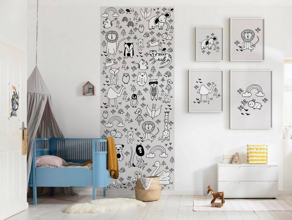 Komar Poster Scribble Lion, Tiere (1 St), Kinderzimmer, Schlafzimmer,  Wohnzimmer