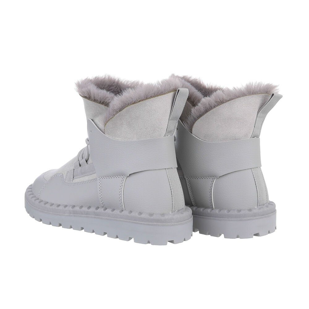 Ital-Design Damen Snowboots Freizeit Snowboots Flach Schnürstiefeletten in Grau