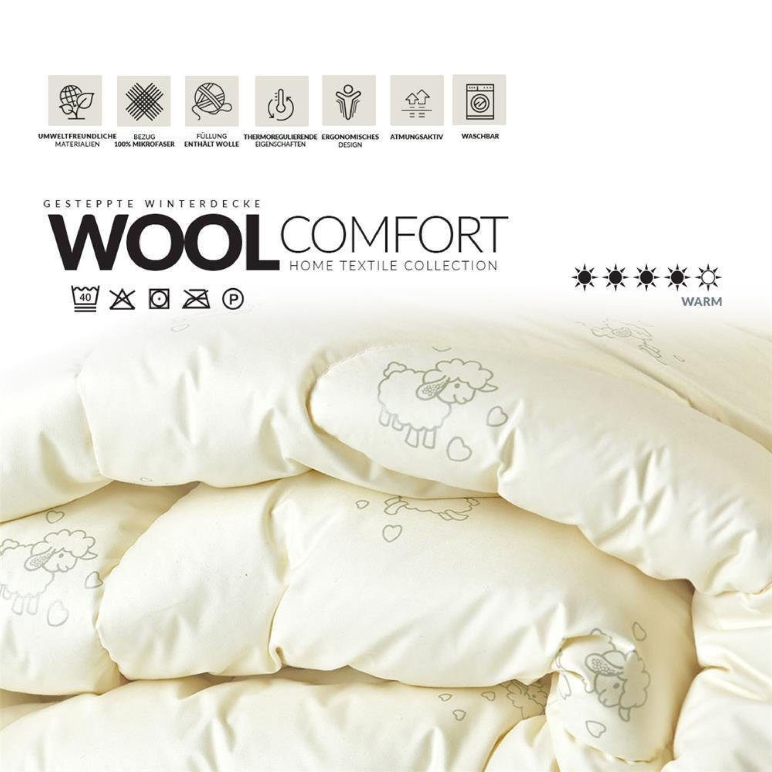 SEI Design Naturfaserbettdecke Wool Comfort 135x200 cm, Füllung: 70% Schurwolle - 30% Polyester – Bild 4 von 5