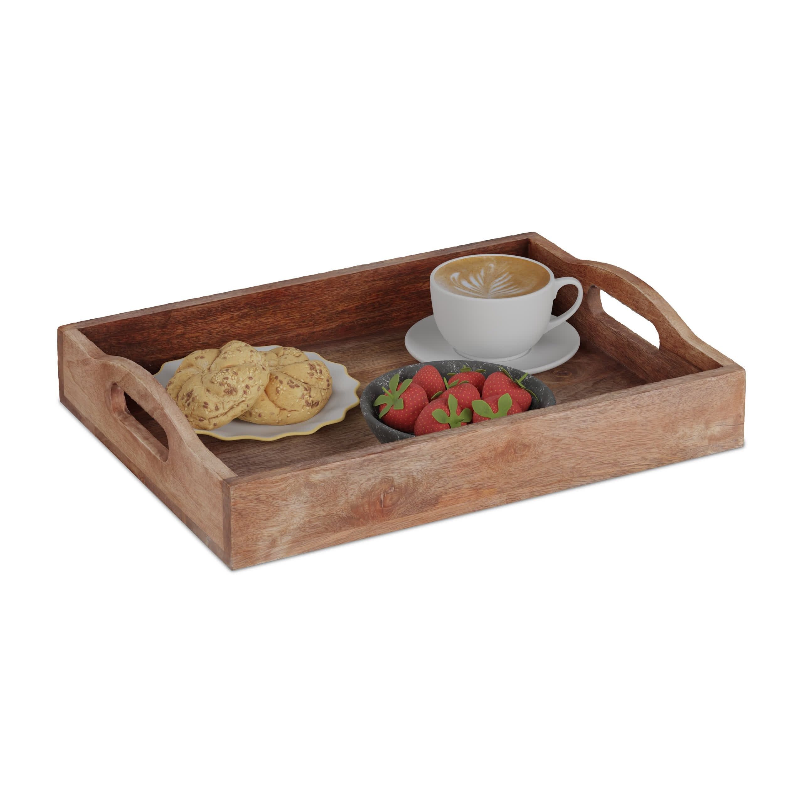 Tablett Rechteckiges Tablett aus Mangoholz
