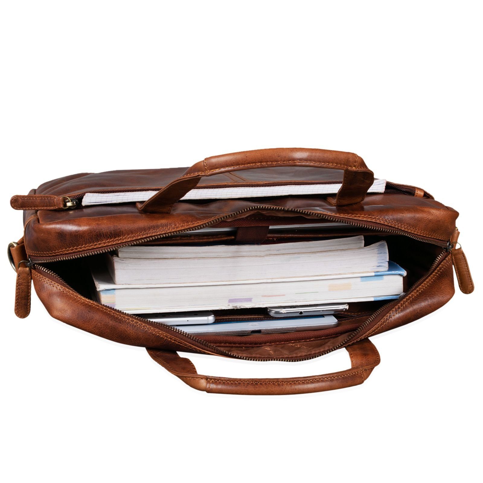 STILORD Laptoptasche "Geralt" Vintage Ledertasche zum Umhängen