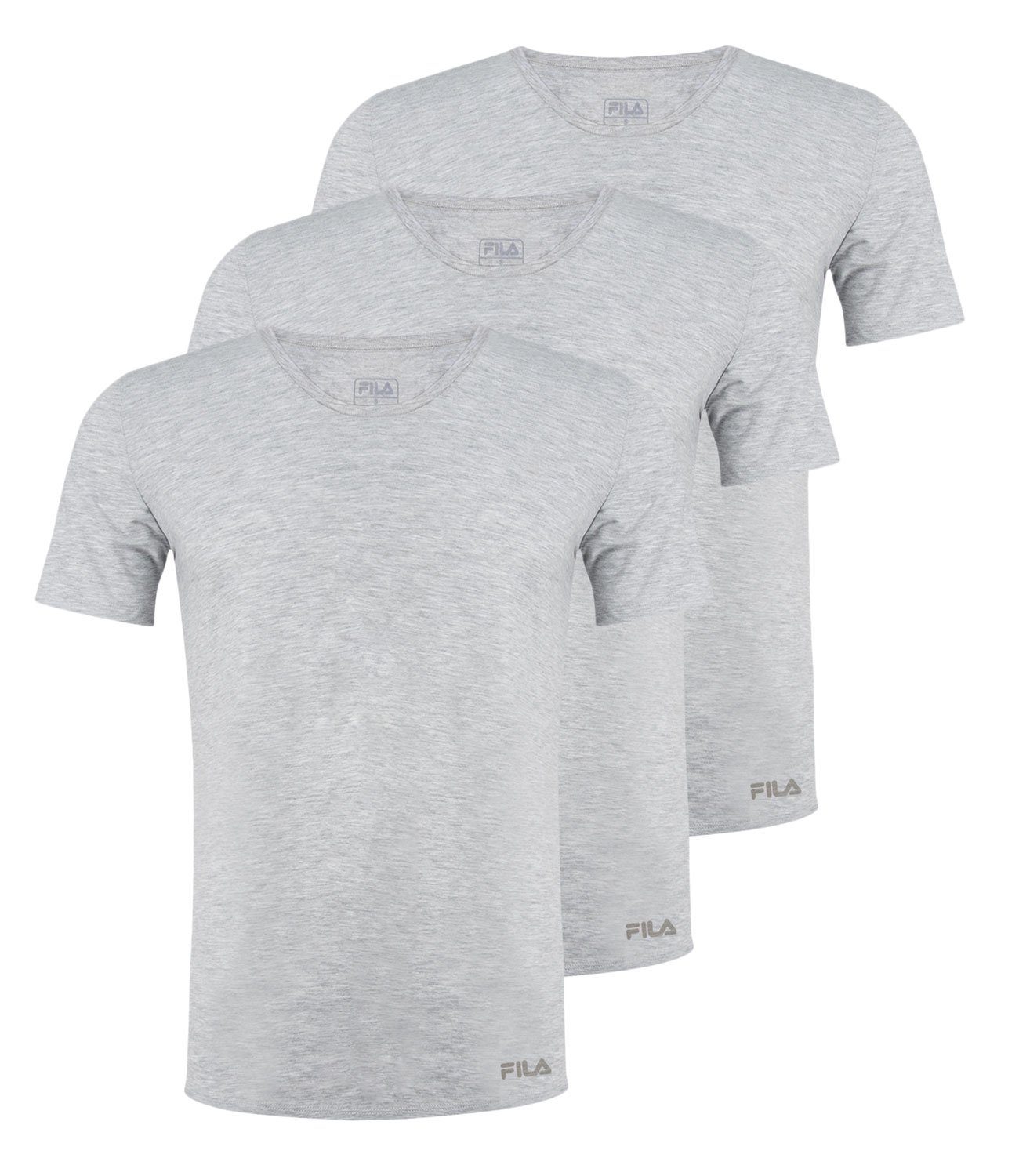Fila T-Shirt 3er Pack Round-Neck aus Baumwolljersey weichem grey 400