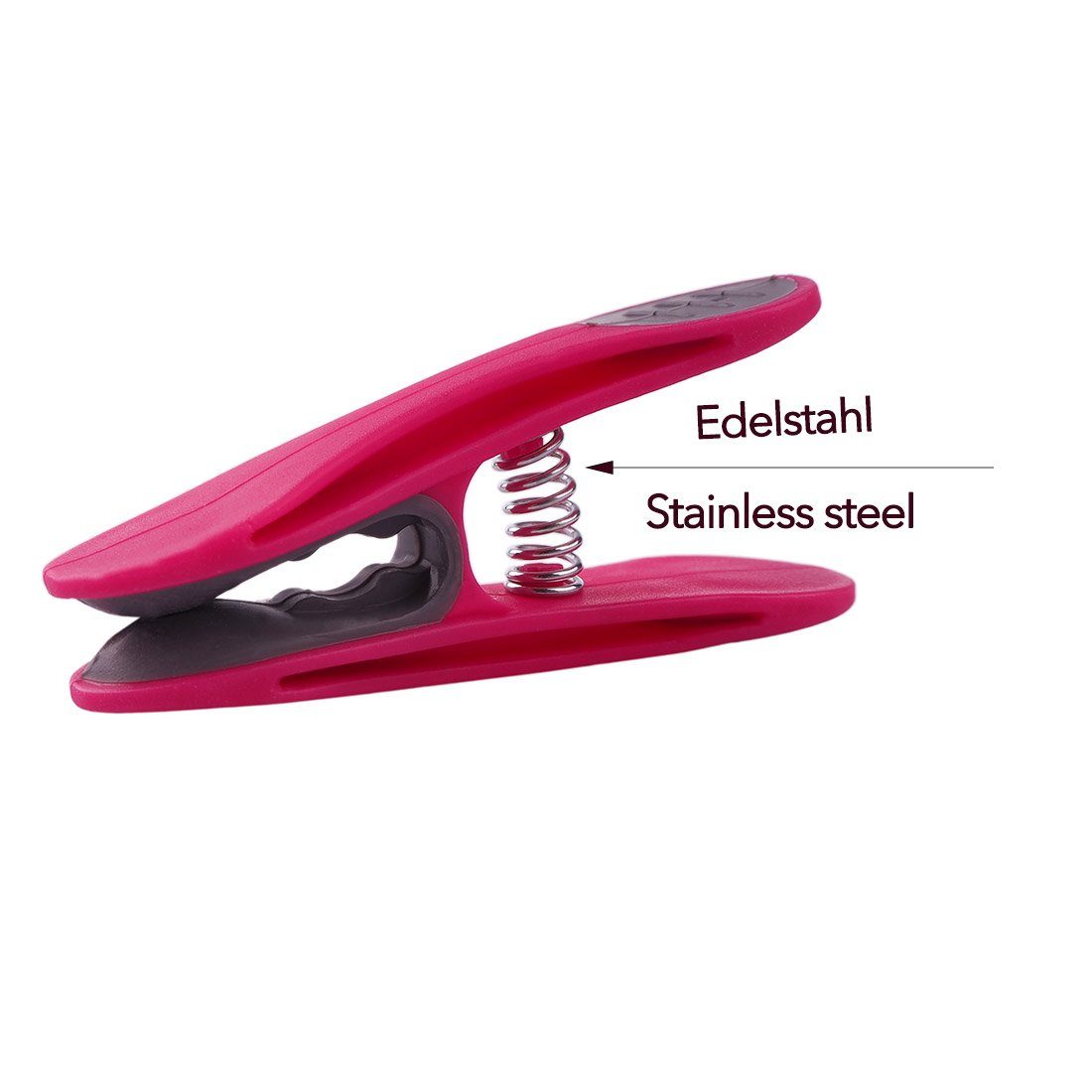 trendfinding Wäscheklammern 96 Wäscheklammern Pink-Anthrazit Edelstahl und 1 Klammerbeutel Leopard, Mit neuester Klammertechnik für empfindliche Wäsche