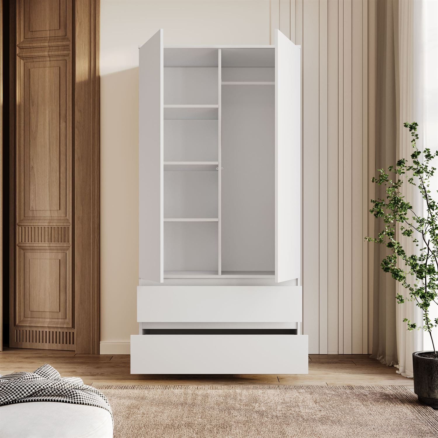 Lookway Kleiderschrank HANA SS-90 Zweitüriger Schrank Breite: 90 cm