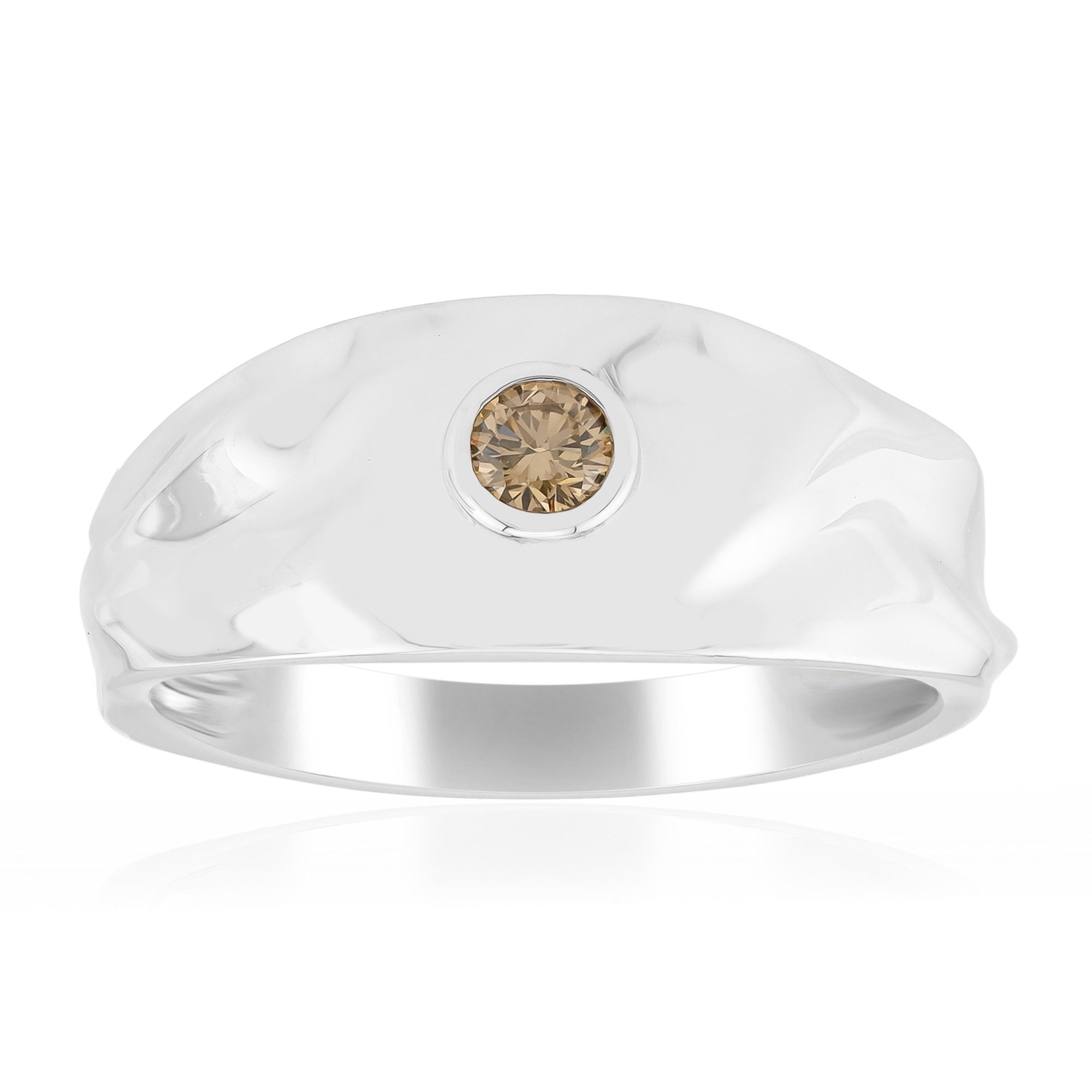 Cavill Diamantring Silberring Damen 925 rhodiniert mit 0,10 ct Cognac Diamant rund (1-tlg)