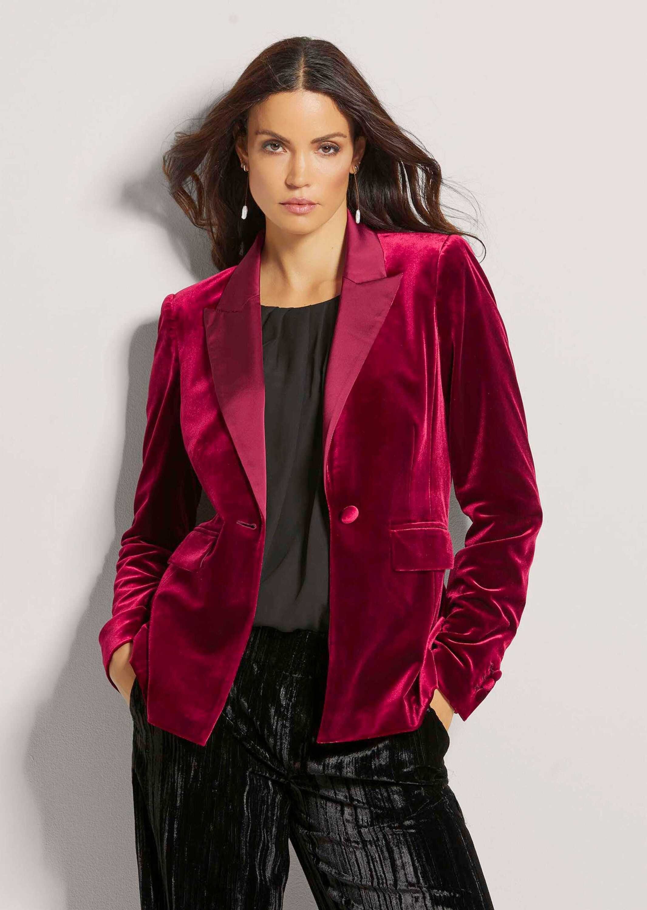 MADELEINE Kurzblazer Samtblazer mit Reverskragen Blazer mit Satin-Reverskra günstig online kaufen