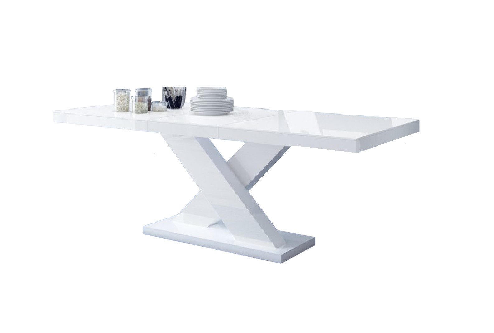 Esstisch Design Tisch HE-888 Weiß Hochglanz ausziehbar 160 bis 210 cm