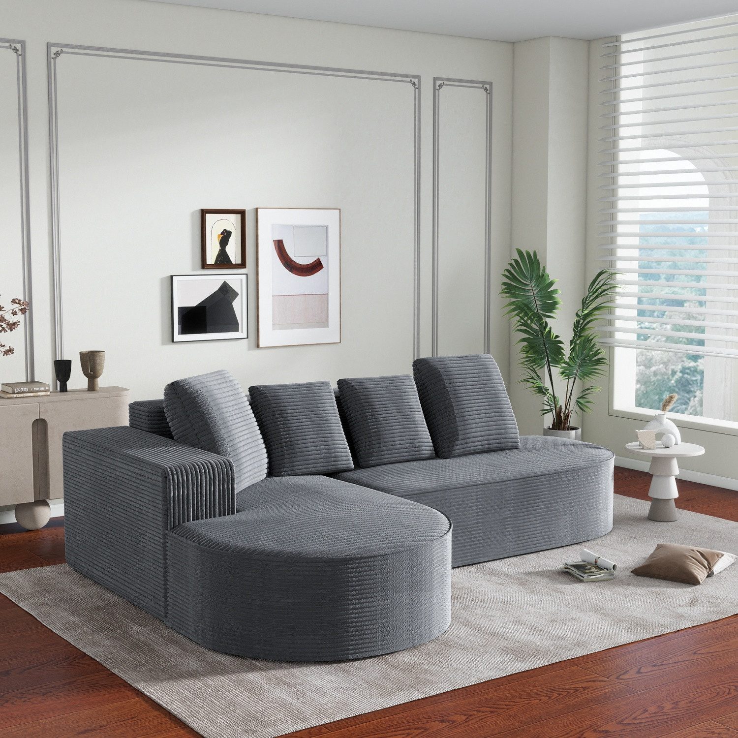 ANYSUN Ecksofa L-Form Couch,Boneless Couch,Cloud Couch,Modulares Kombinationssofa, Modulares L-förmiges Wolkensofa, 3-Sitzer, Cord-Stoff, Weich, Modern, Ohne Montage, für Wohnzimmer