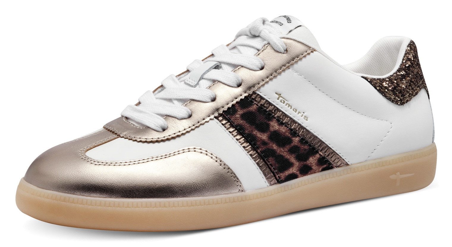 Tamaris Plateausneaker, Freizeitschuh, Halbschuh, Schnürschuh mit Glitter an der Ferse. € 64,34