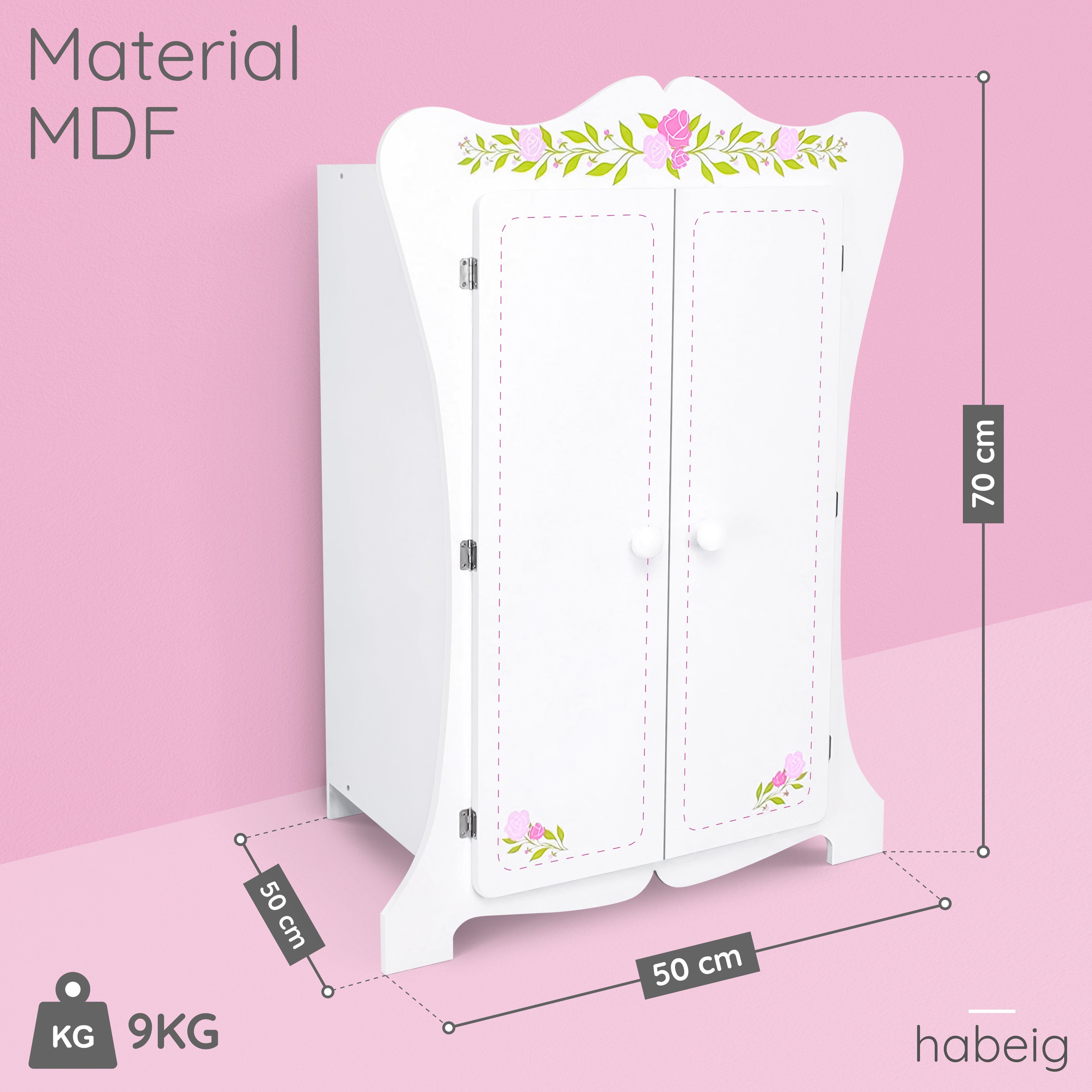 habeig Kleiderschrank Kinderschrank Kleiderschrank 70cm Wandschrank weiß Pu günstig online kaufen