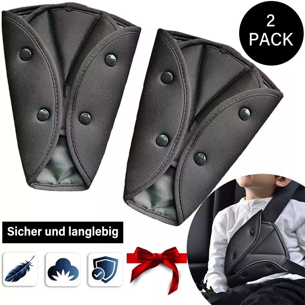 MOPUEA Gurtpolster Auto Sicherheitsgurt Schulterpolster 2-teilige Sicherheitsgurt-Regler, (Verstellbare Gurtabdeckung aus elastischem Material), für Kinder und Erwachsene