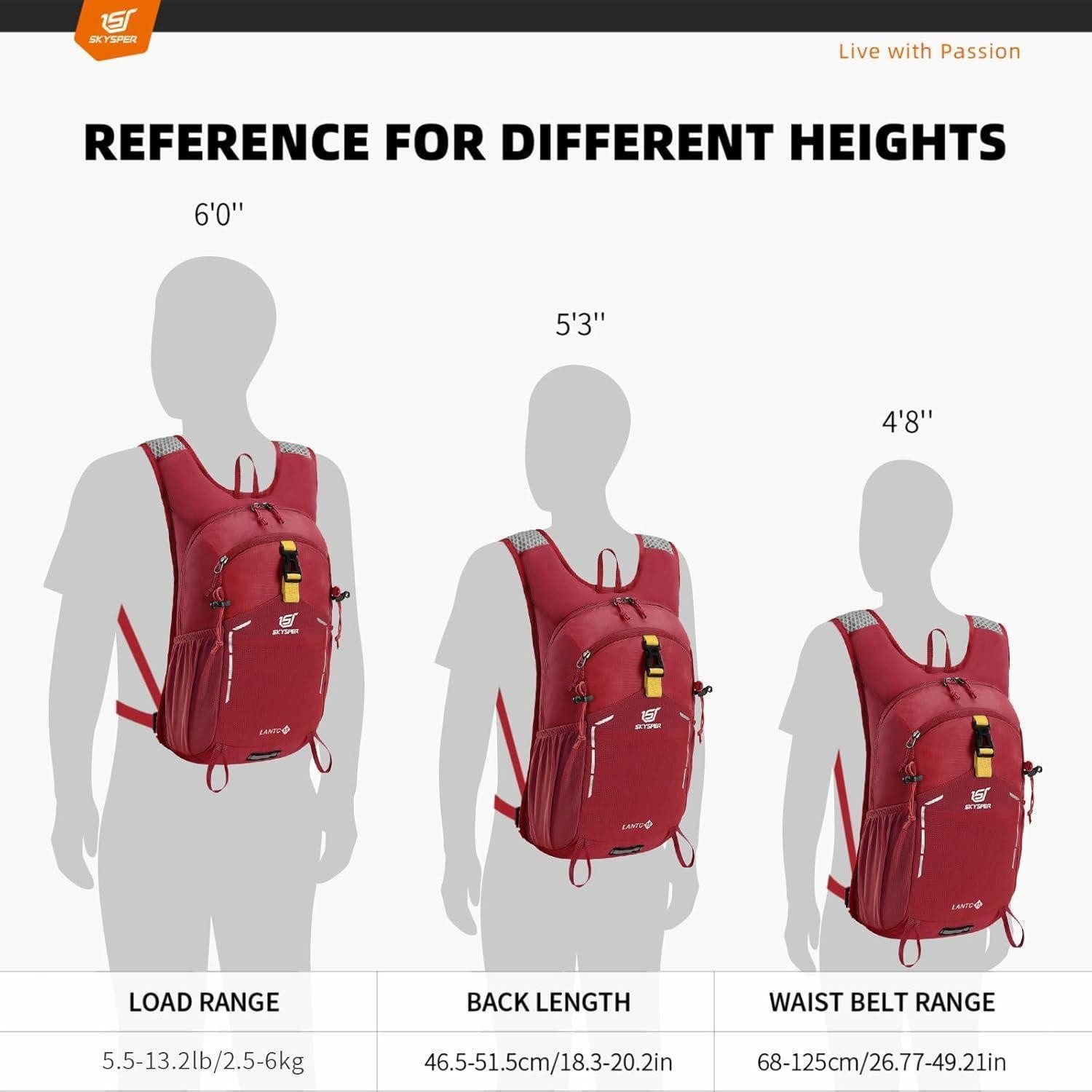 LuxusKollektion Wanderrucksack Wanderrucksack Herren Klein Tagesrucksack Trekking Outdoor 15Liter Rot