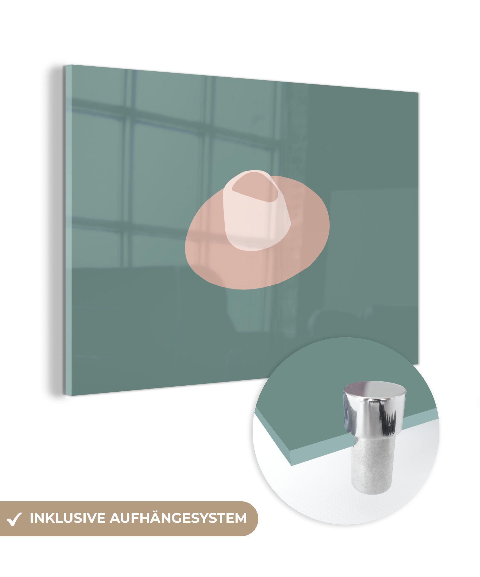 MuchoWow Acrylglasbild - Hut Acrylglasbilder Dunkelblau, - (1 St), Schlafzimmer Wohnzimmer Sommer &
