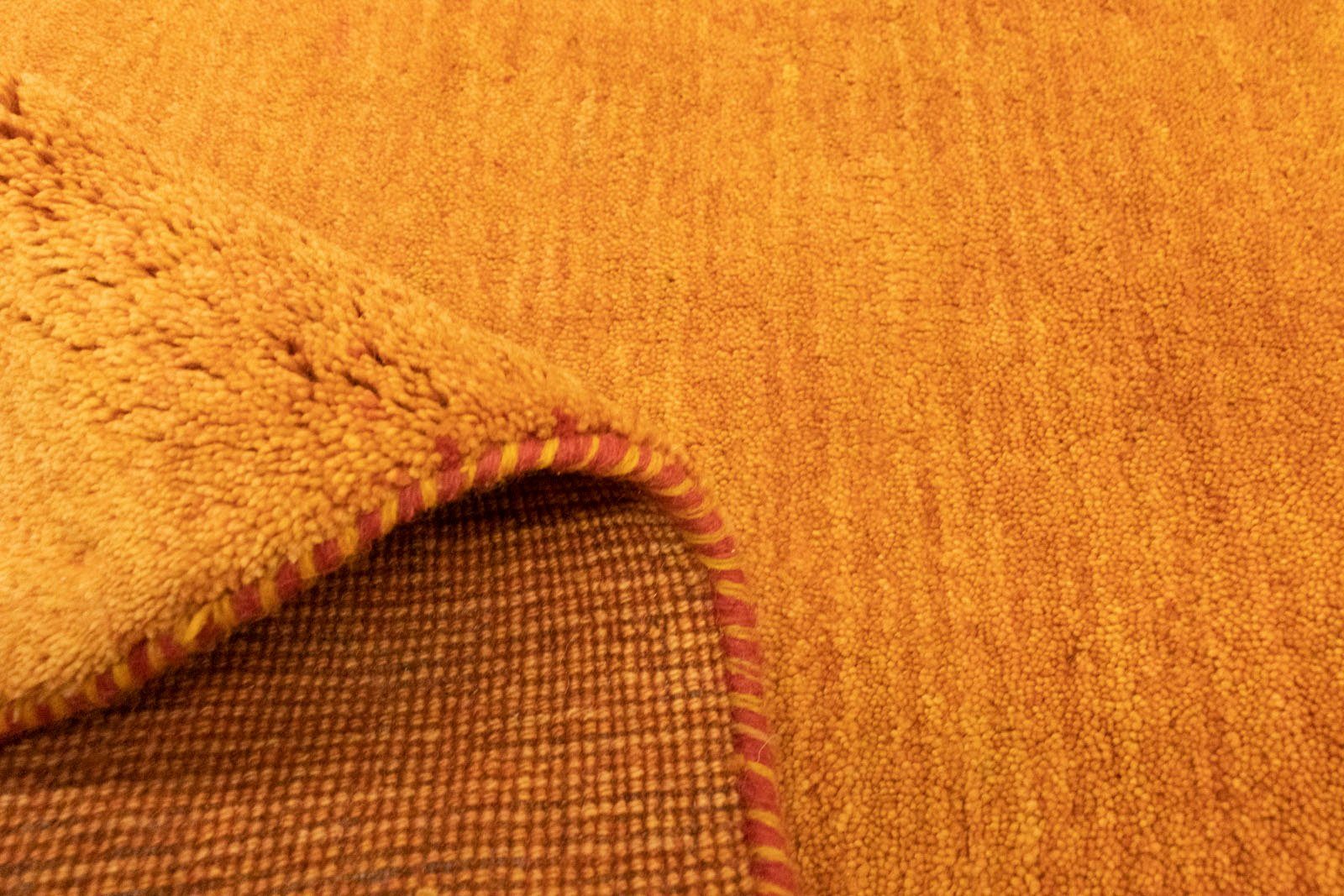 Wollteppich Gabbeh Teppich handgeknüpft gold, mm, Höhe: handgeknüpft 18 rechteckig, morgenland