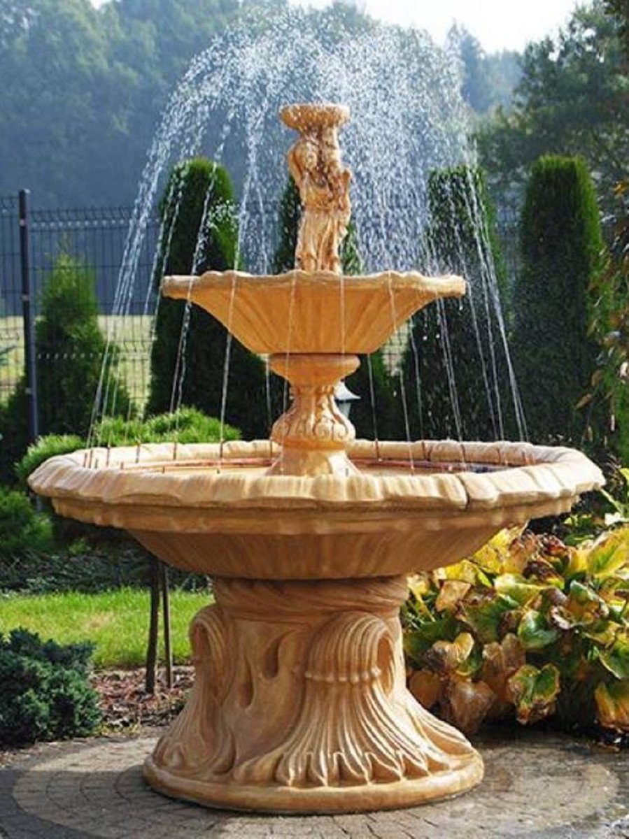 Accessoires & Beige Springbrunnen Casa Prunkvoller Padrino Deko x Schüssel Gartenbrunnen mit 190 155 H. Barock - Jugendstil - - Jugendstil Gartendeko Brunnen Garten Ø cm Gartenbrunnen Frau