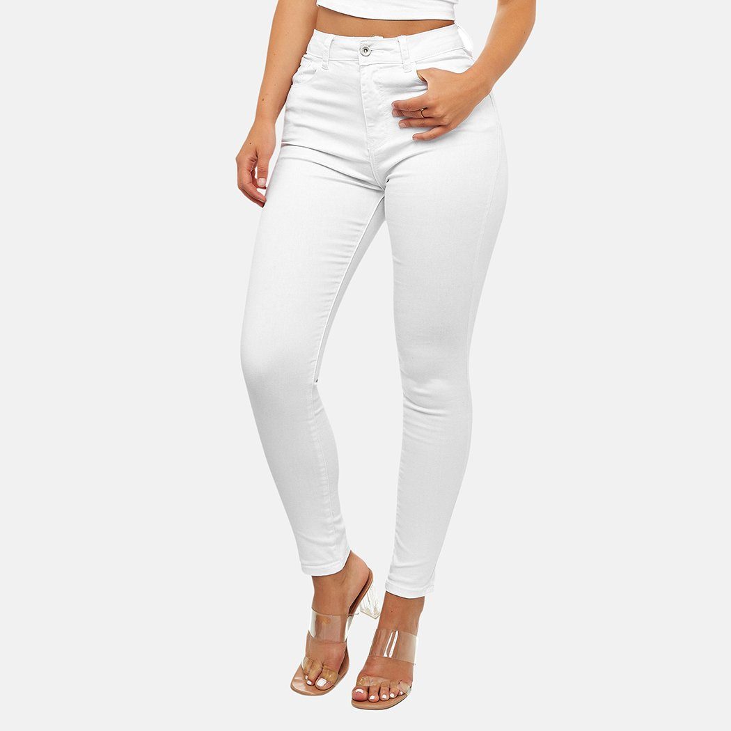 Elara High-waist-Jeans Elara Super High Waist Damen Hose (1-tlg) Weiß | Skinny Jeans