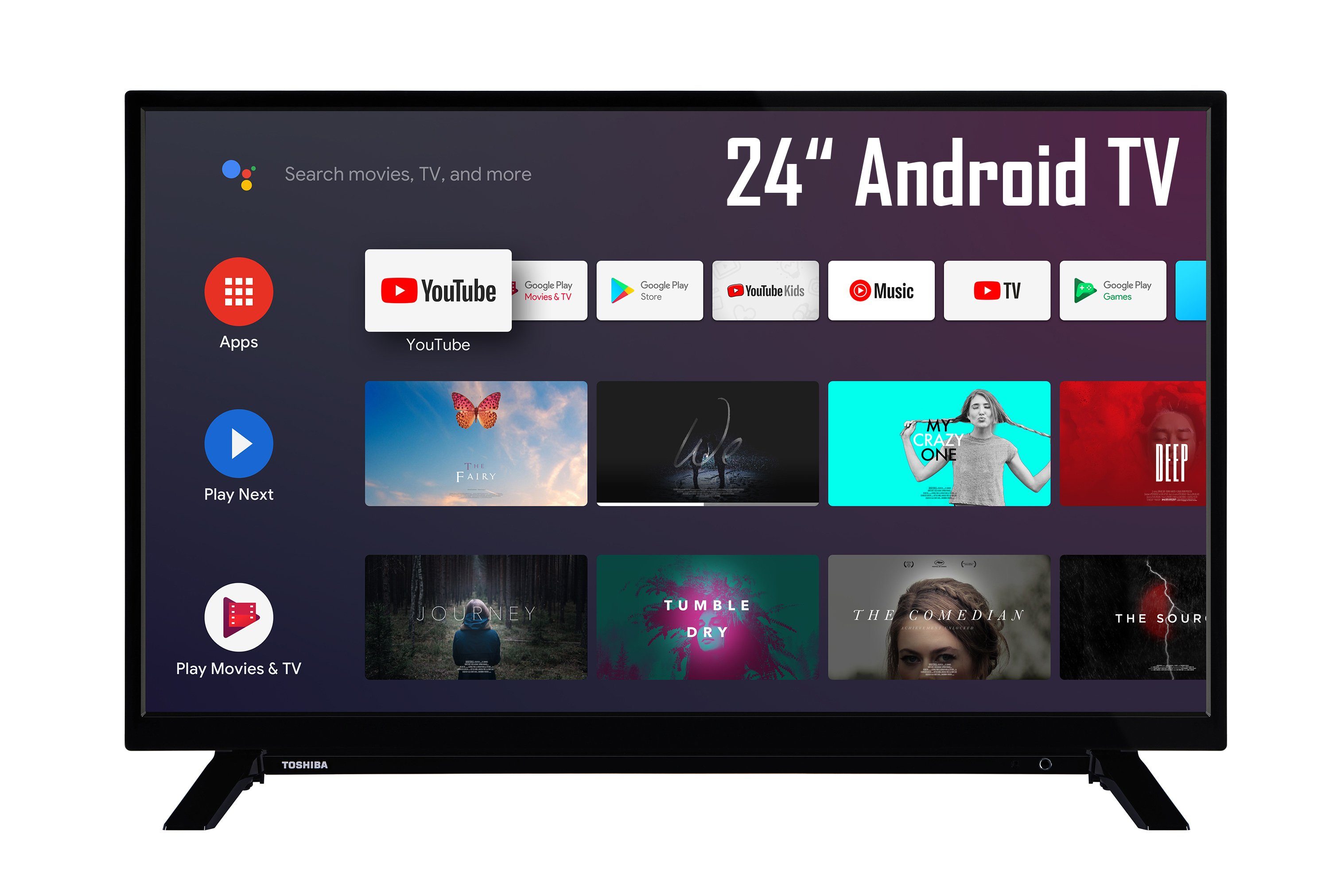 Toshiba 24WA2063DA LCD-LED Fernseher (80 cm/24 Zoll, HD-ready, Android TV,  Triple-Tuner, Bluetooth, WLAN, Google Play Store, Google Assistant, HDR10)