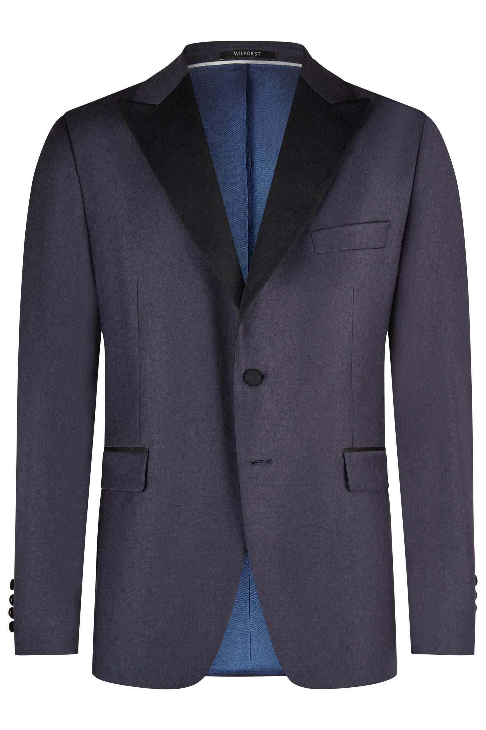 Wilvorst Sakko Wilvorst CLASSICs Herren Smokingsakko Spitzfacon Drop8 Blau