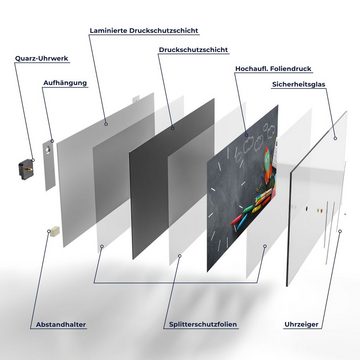 DEQORI Wanduhr 'Mal- und Bastelutensilien' (Glas Glasuhr modern Wand Uhr Design Küchenuhr)