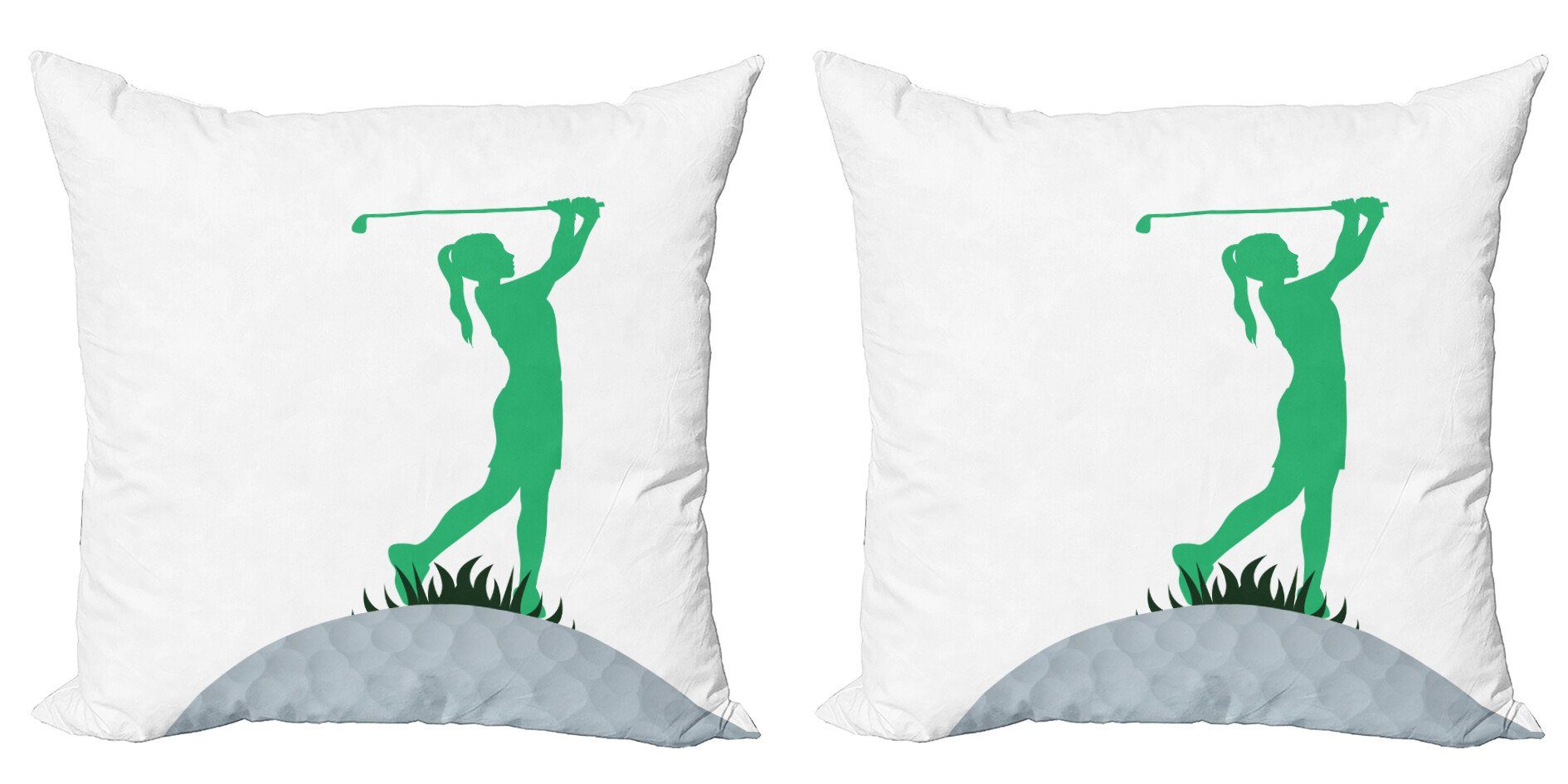 Kissenbezüge Modern Accent Doppelseitiger Digitaldruck, Abakuhaus (2 Stück), Golf Frauen-Golf-Spieler, der Schuss | Kissenbezüge