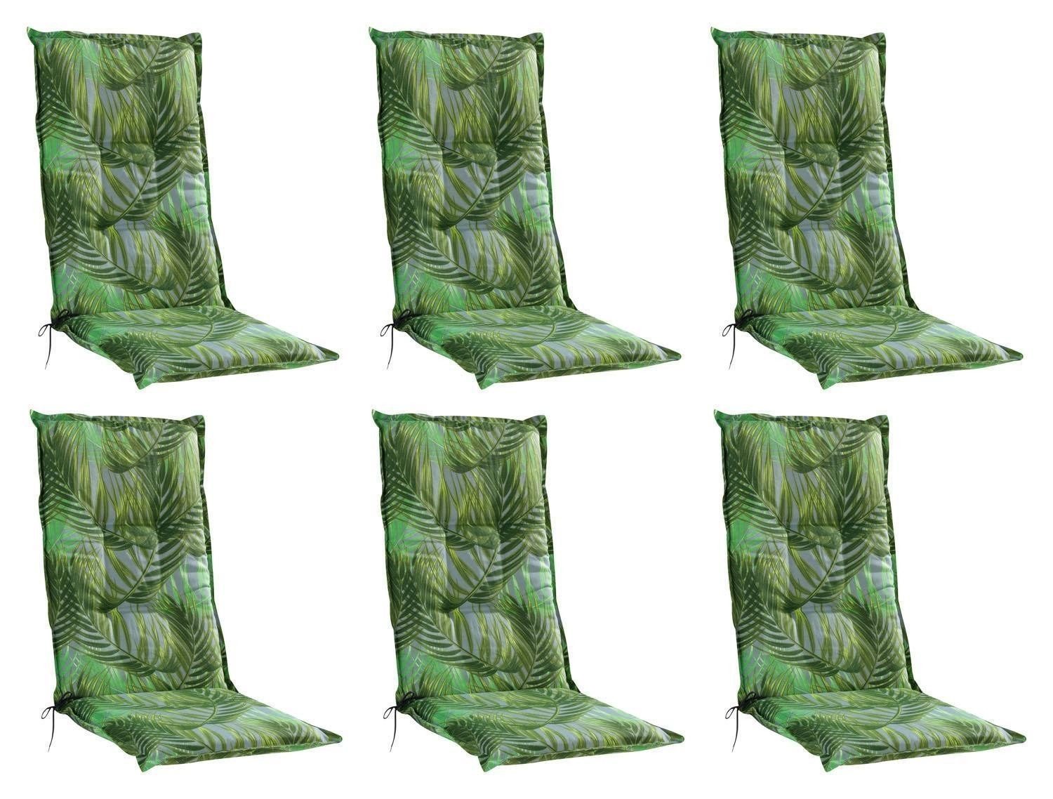 GO-DE Hochlehnerauflage LAKEVIEW, 50 x 120 cm, Grün, Baumwolle, Polyester, (6 St), Gartenstuhlauflage für Hochlehner