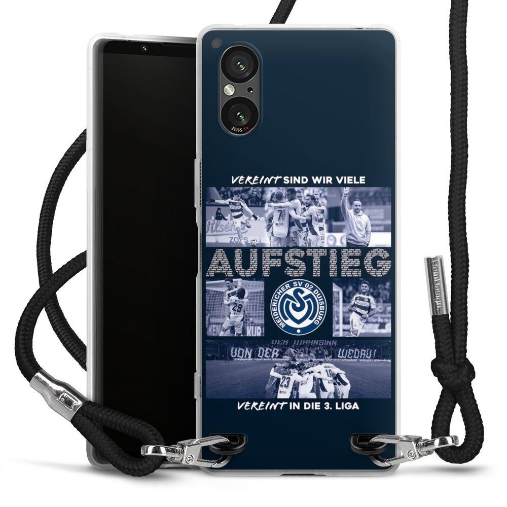 DeinDesign Handyhülle MSV Duisburg Aufstieg Offizielles Lizenzprodukt, Sony Xperia 5 V Handykette Hülle mit Band Case zum Umhängen