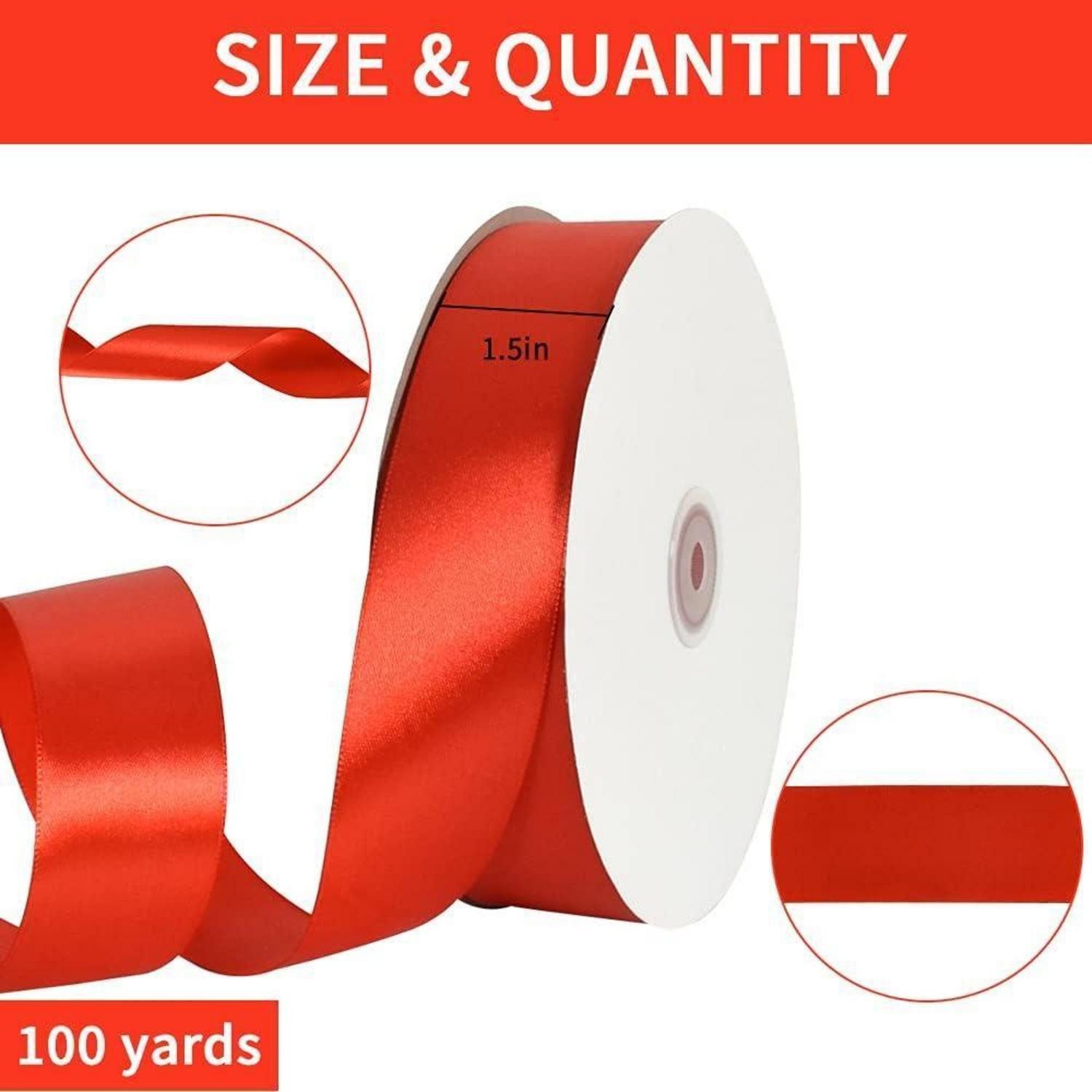 LuxusKollektion Geschenkband Geschenkband Satin Rot 4cm 91m 1.5 in ( 4.0cm)  Beige,Rot