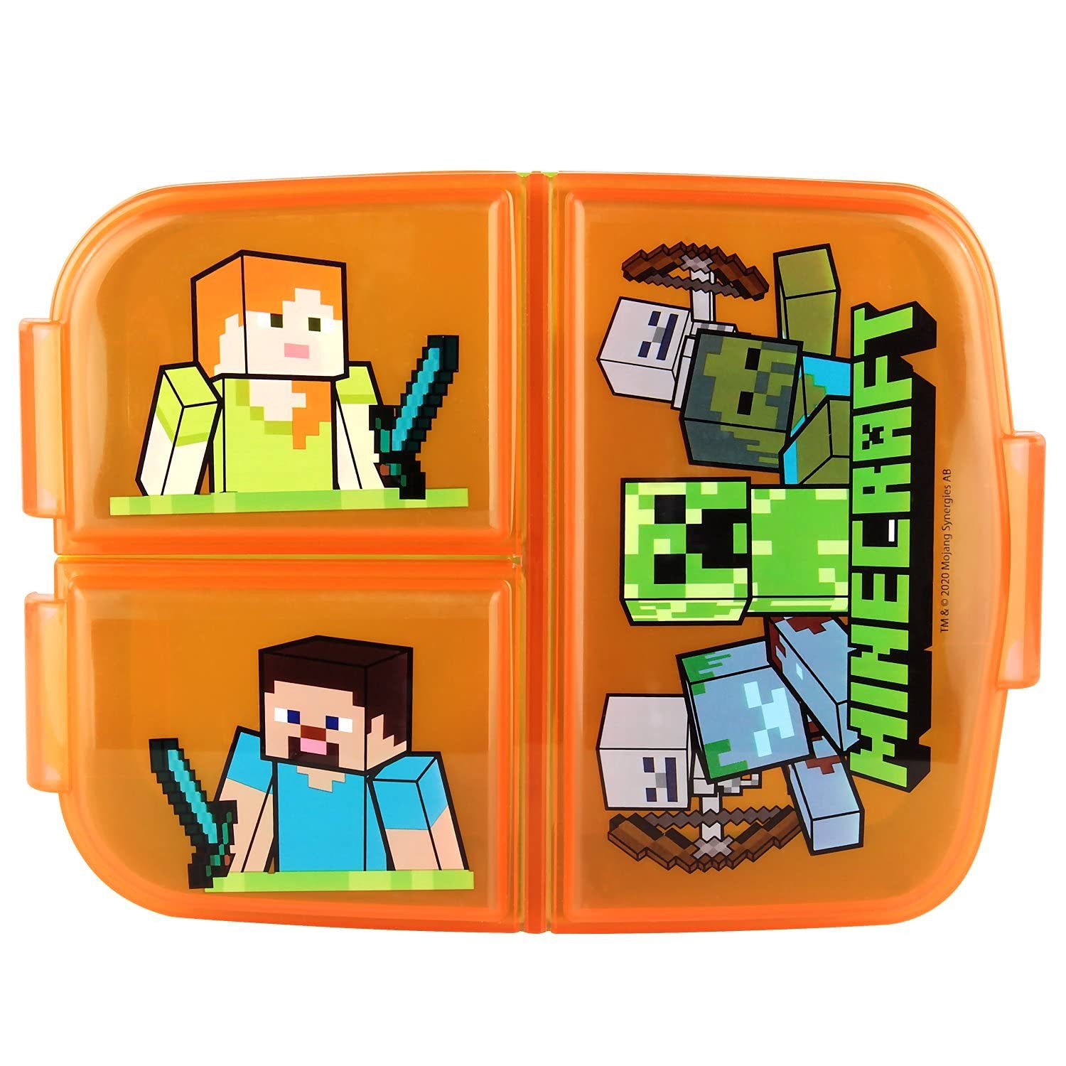 ALARA HOME Lunchbox Brotdose Kinder Sandwichbox mit Fächern Lunchbox Box Bento, Brotdose, Minecraft, Kindergarten, Schule und Freizeit