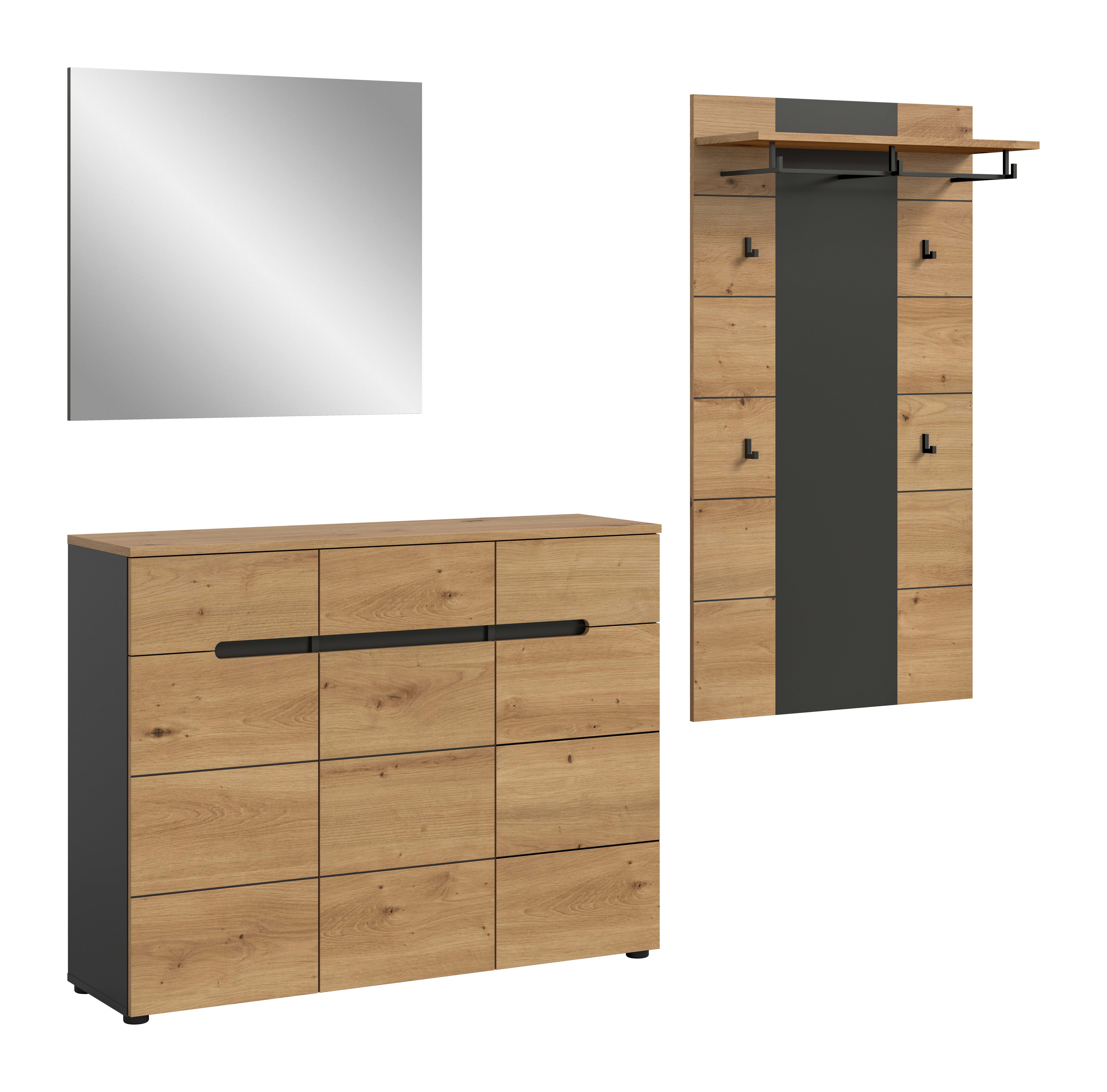 furnling Garderoben-Set Cano, (3-St., Garderobenpaneel, Schuhkommode, günstig online kaufen