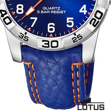 Lotus Quarzuhr Lotus Jugenduhr Junior Armbanduhr Leder, (Analoguhr), Jugend Armbanduhr rund, mittel (ca. 34mm), Edelstahl, Luxus