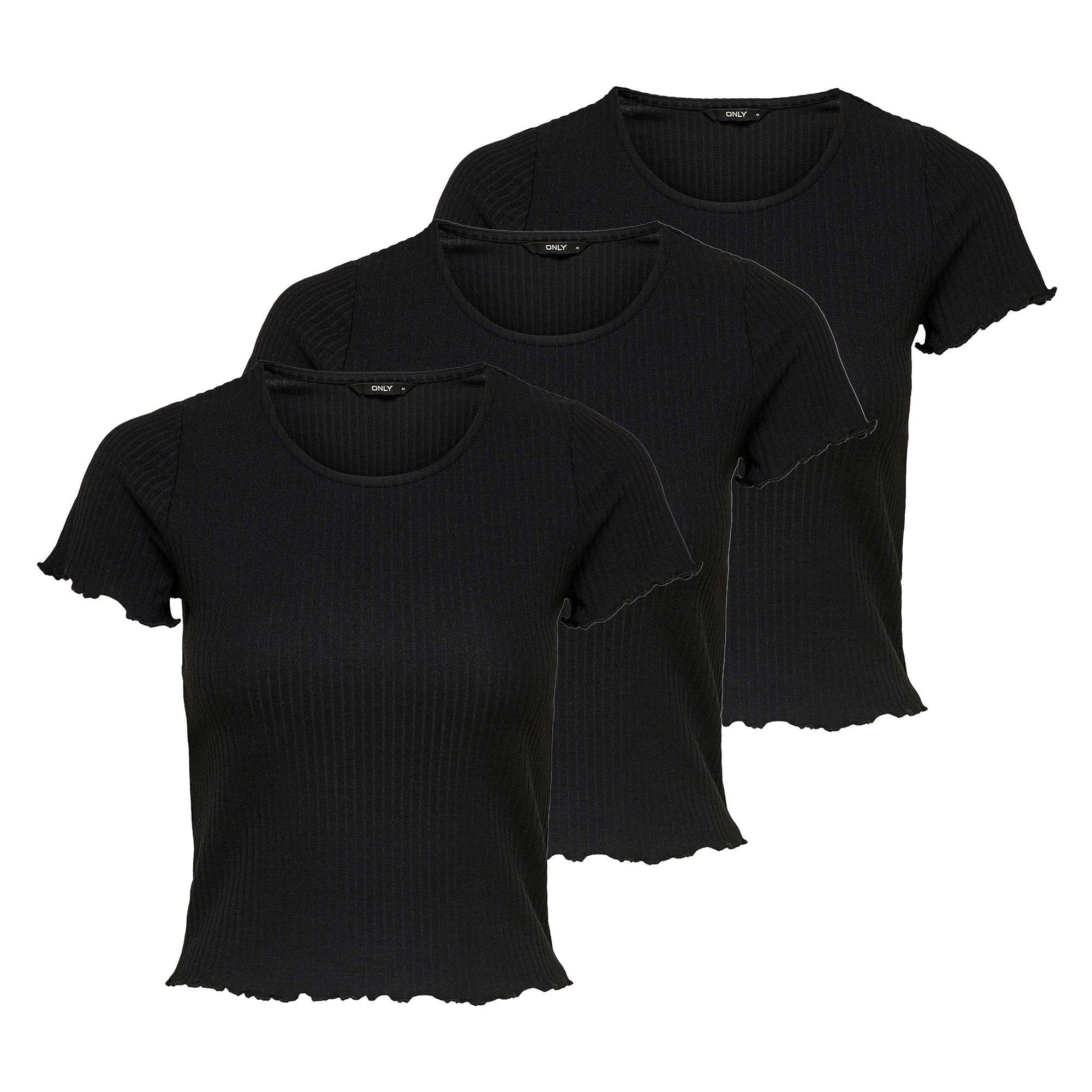 T-Shirt Damen T-Shirt 3er Pack Polyester