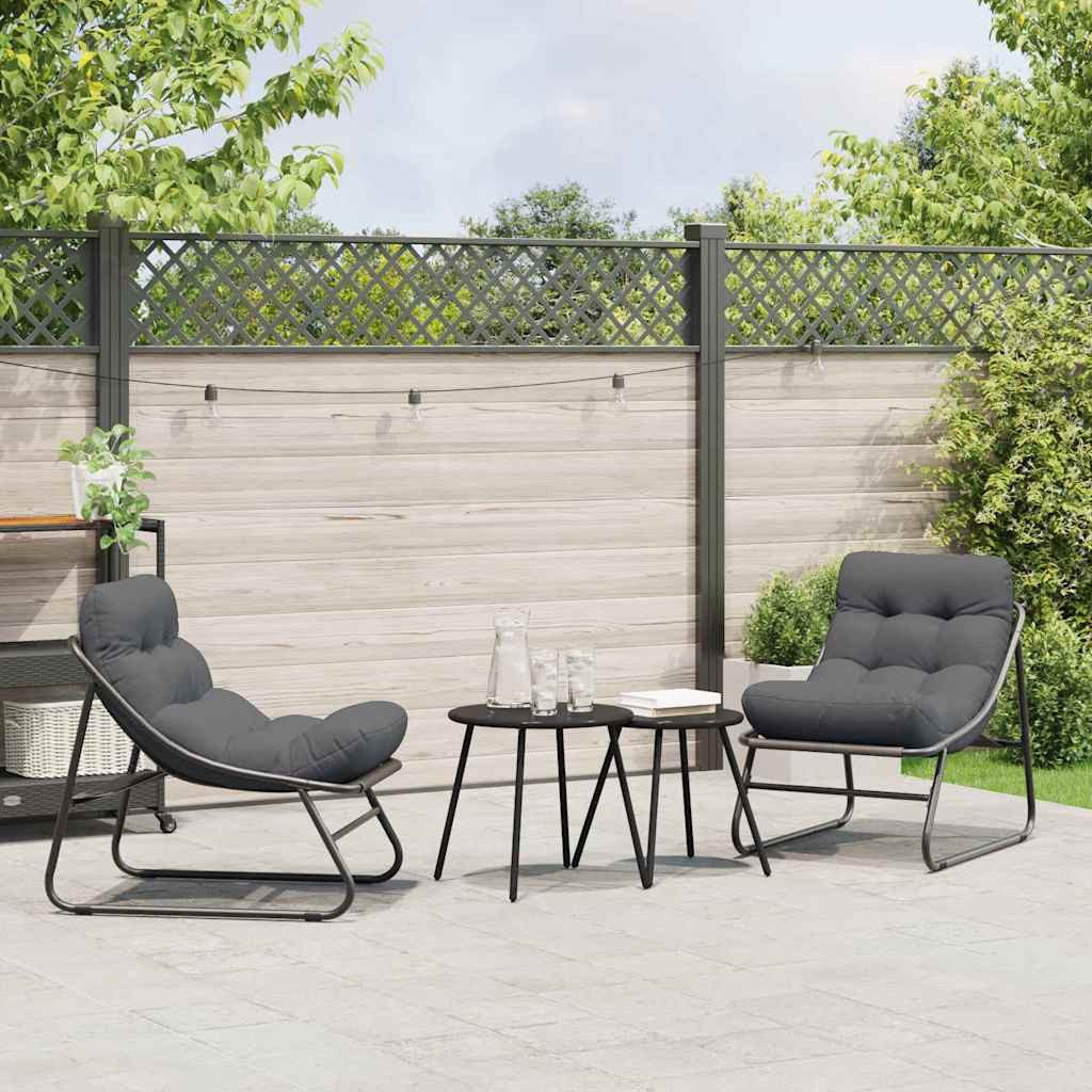 furnicato Garten-Essgruppe Gartenstuhl-Set 60,5 x 81 x 71 cm Schwarz, (1-tlg), Bequeme Sitzgruppe mit Polyesterkissen für deinen Gartenbereich