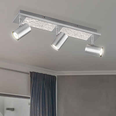 WOFI LED Deckenleuchte, Leuchtmittel nicht inklusive, Deckenstrahler Deckenleuchte Wohnzimmerlampe Spots beweglich silber
