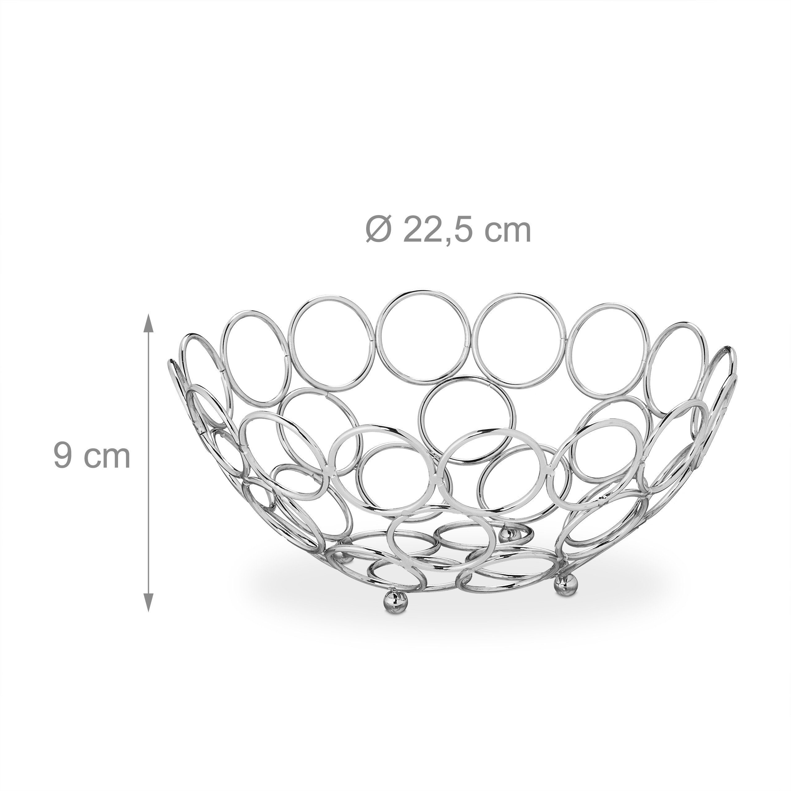 relaxdays modernem Design, in Stahl Obstschale Obstschale