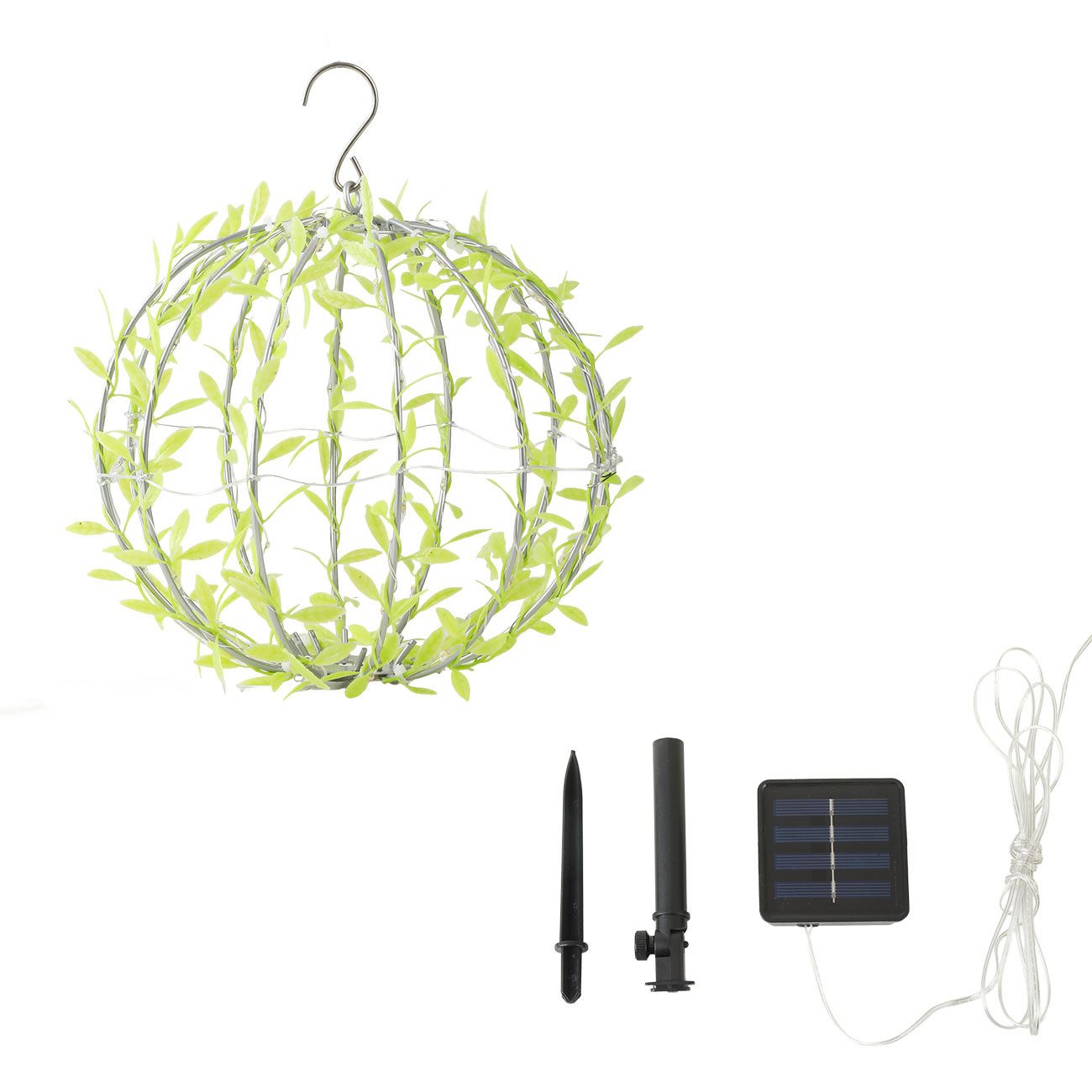 shop'n smile ideoon Hängeleuchten Solar-Leuchtkugel im Blätterdesign Ø20cm mit 72 LEDs IP44, LED fest integriert, Außenleuchte/2 Leuchtmodi/PVC-Blättern
