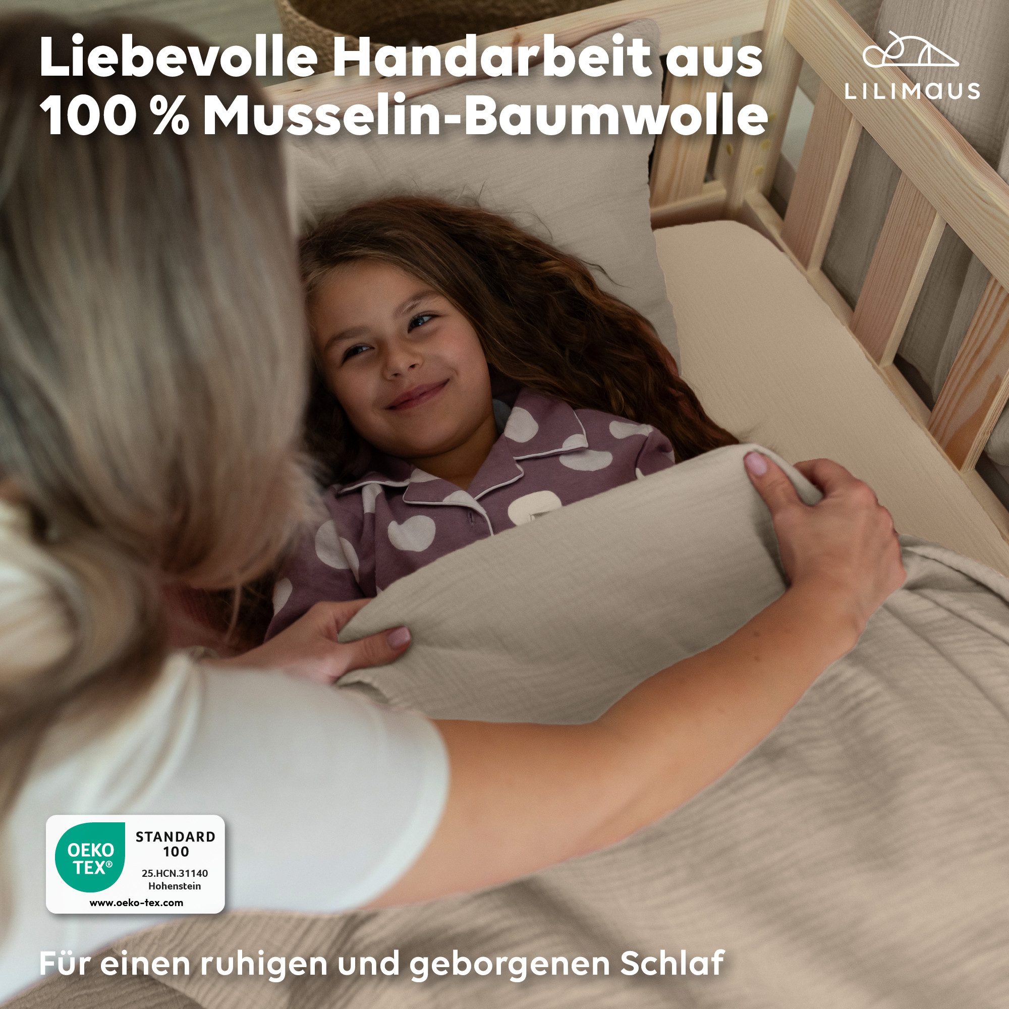 lilimaus Kinderbettwäsche Musselin Bettbezug-Set 100x135 & 135x200 mit Kissenbezug, 1 teilig, butterweich & temperaturausgleichend - Set mit Kissenbezug