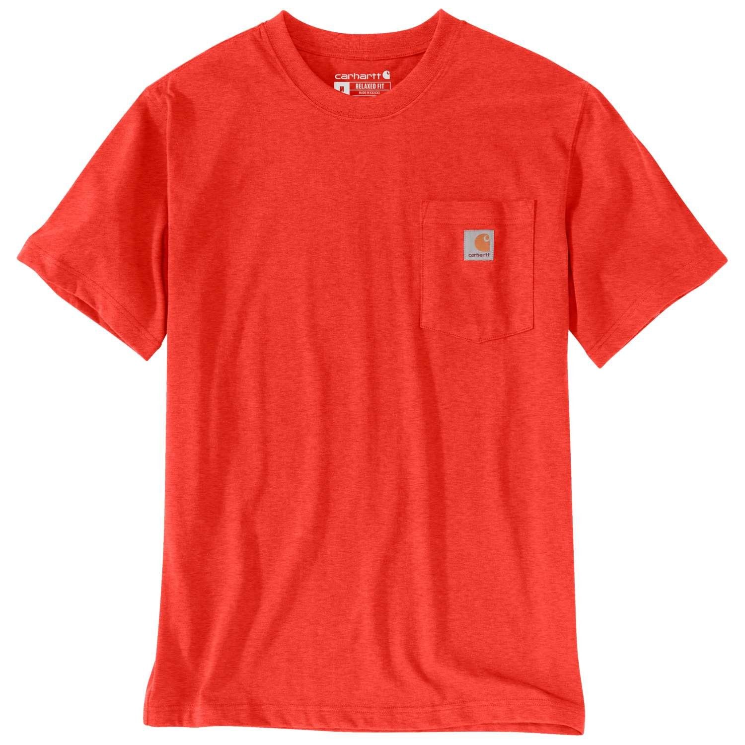 T-SHIRT Logo 103296 mit K87 Rundhalsshirt Carhartt currant Brusttasche POCKET (1-tlg) Carhartt S/S