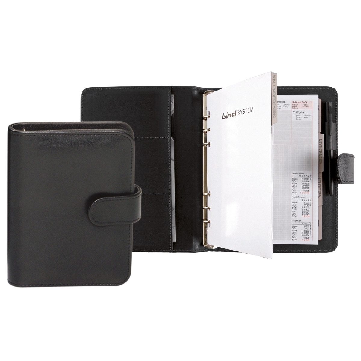 JÜSCHA Terminplaner Systemplaner FINEtouch Lederimitat schwarz DIN A5