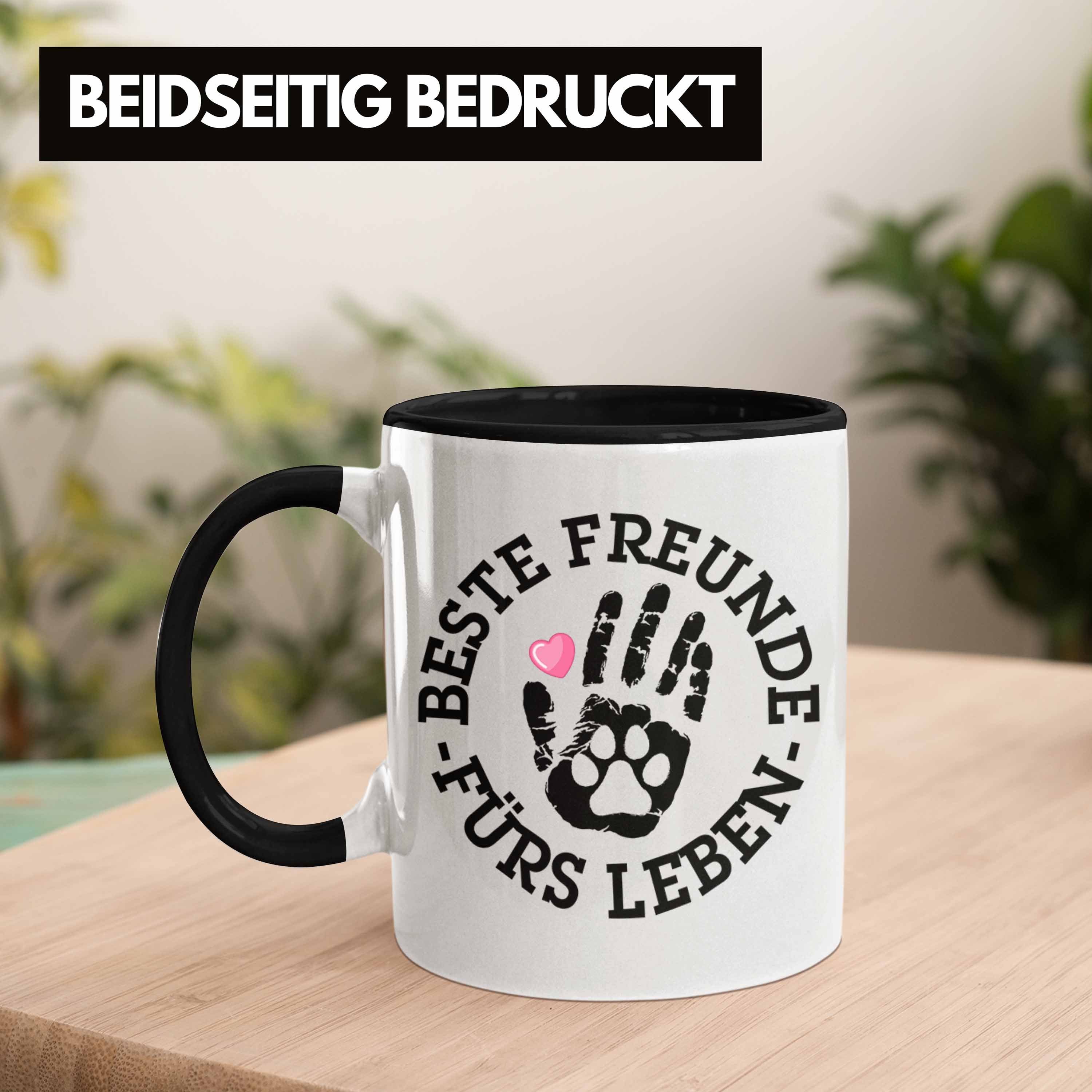 Trendation Tasse Becher Hund Tatze Kaffeetasse Tasse Trendation Katzenbesitzer Geschenkidee - Schwarz Katze Pfote Freunde Hundebesitzer