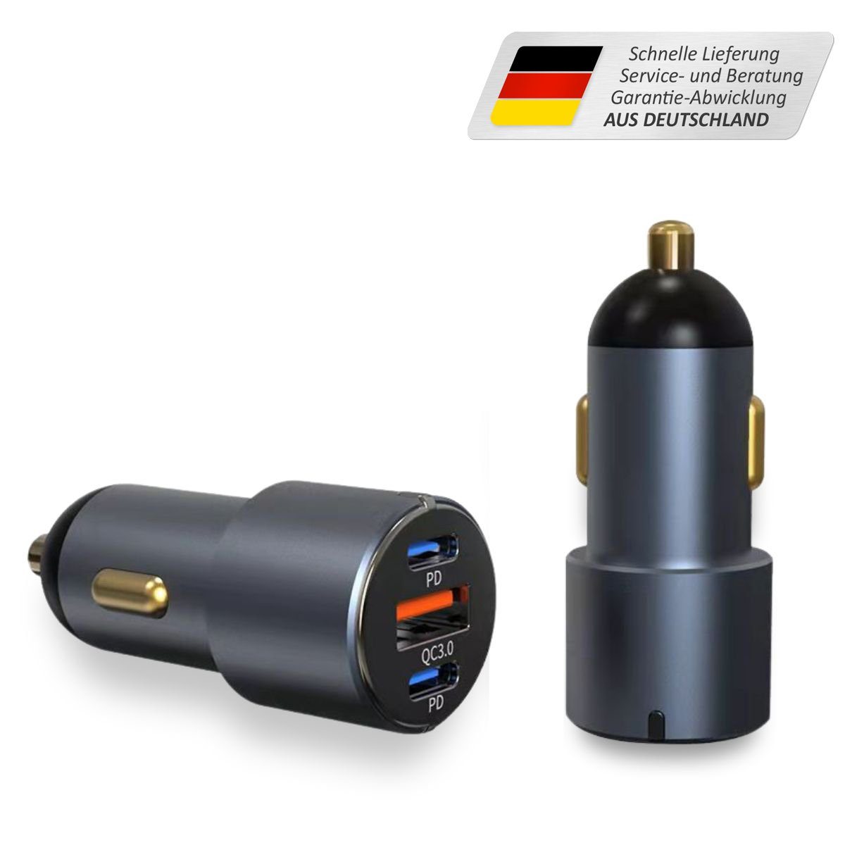fontastic Kfz-Ladeadapter Moc60, Tri-Port USB-Ladegerät (Fast Charge)